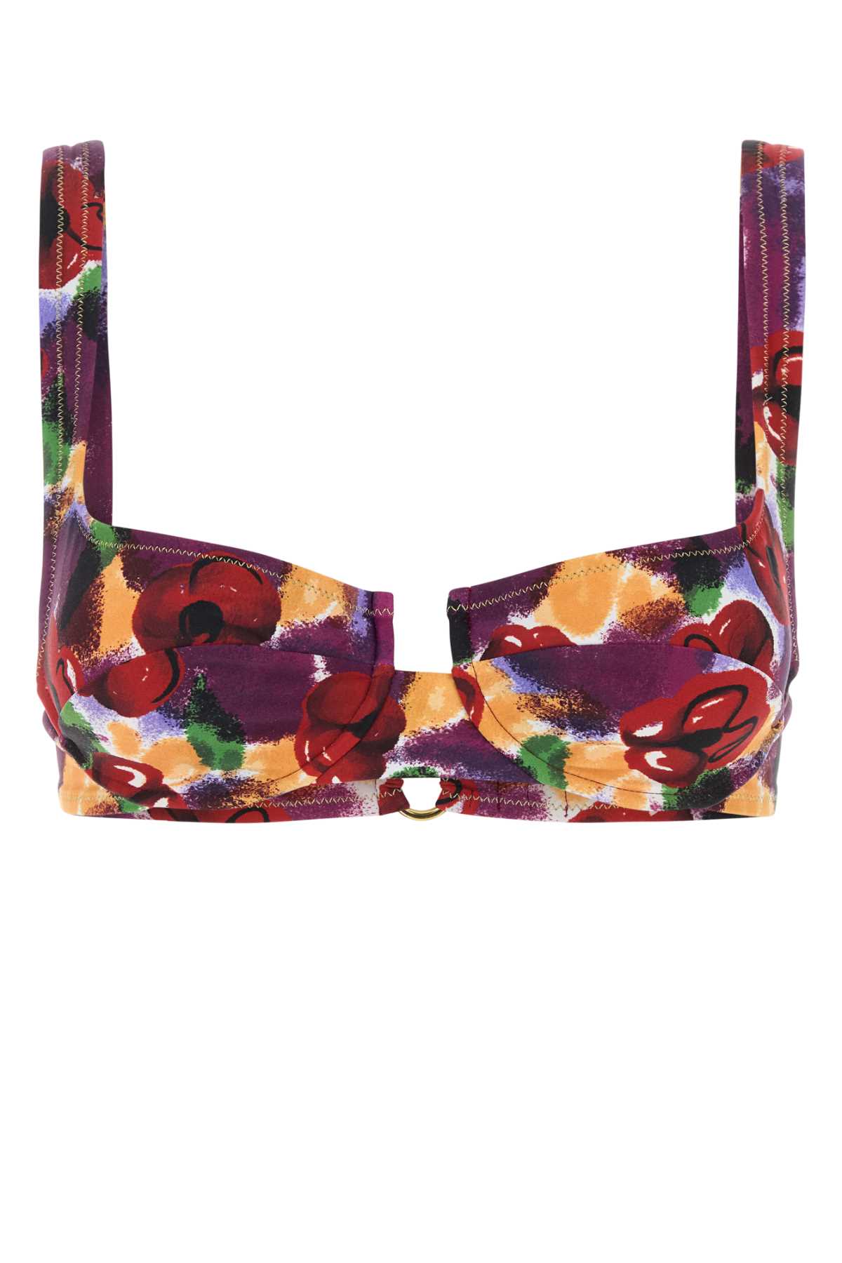REINA OLGA PRINTED STRETCH NYLON BRIGITTE BIKINI TOP