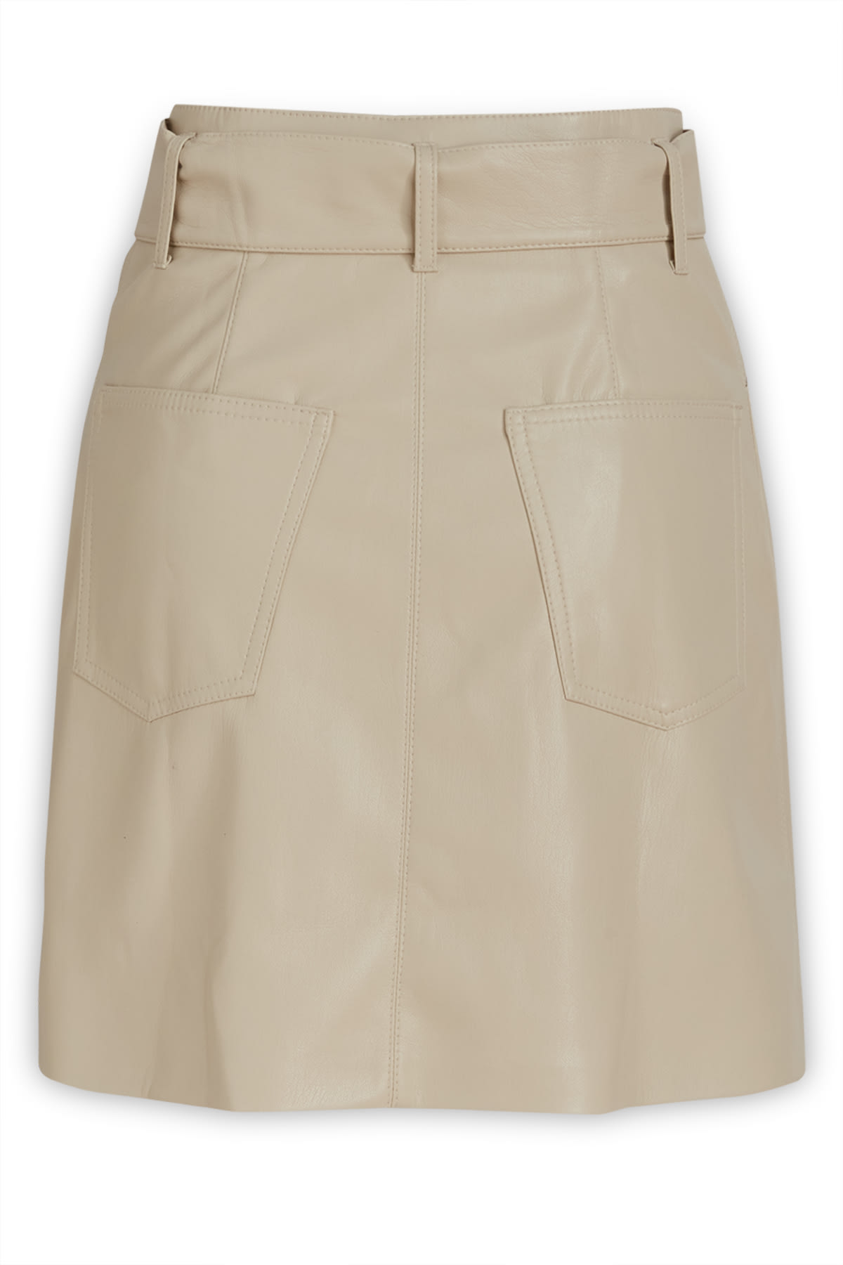 Nanushka Recycled Leather High Waist Shorts In Creme