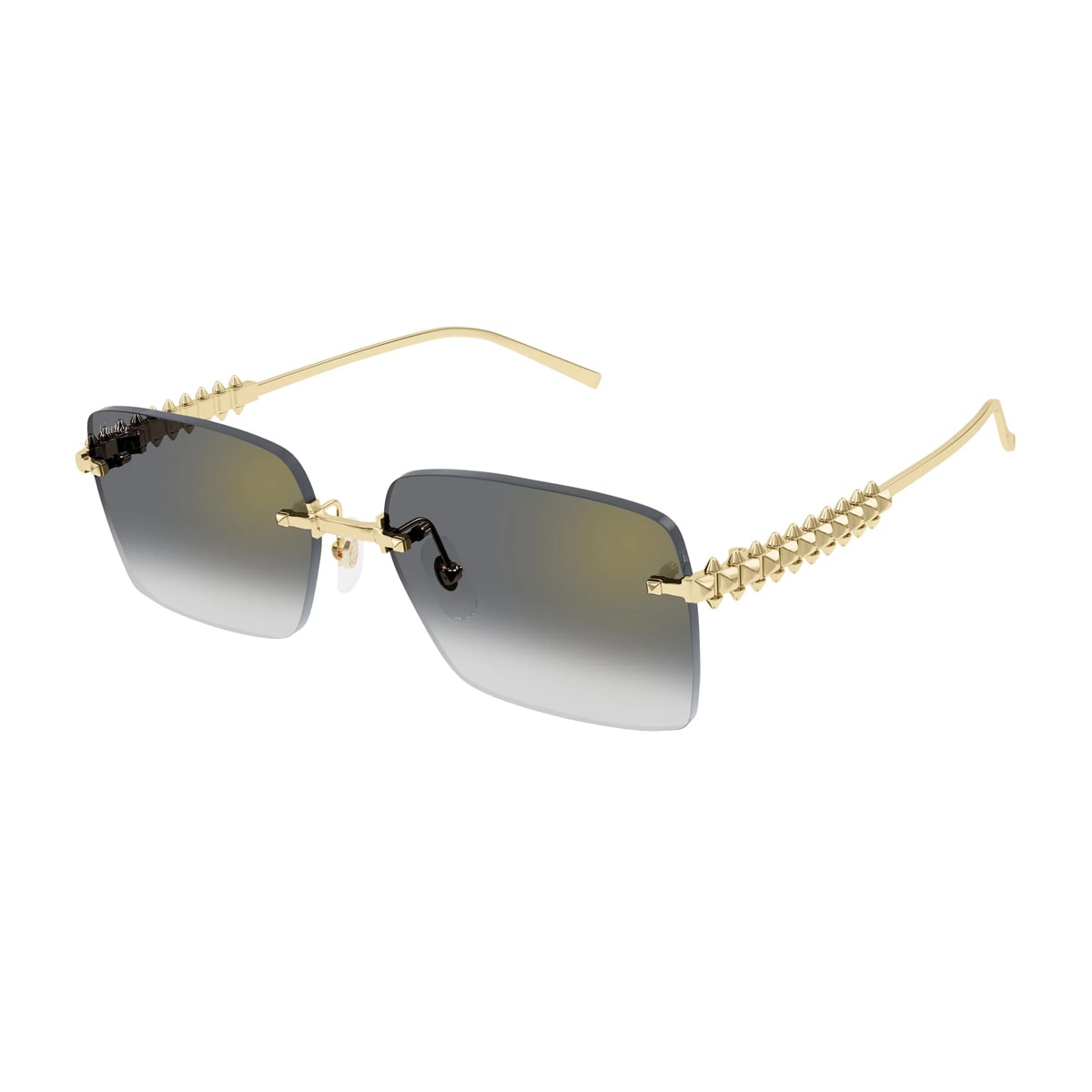 Cartier Ct0545s Clash De  001 Gold Grey Sunglasses In Green