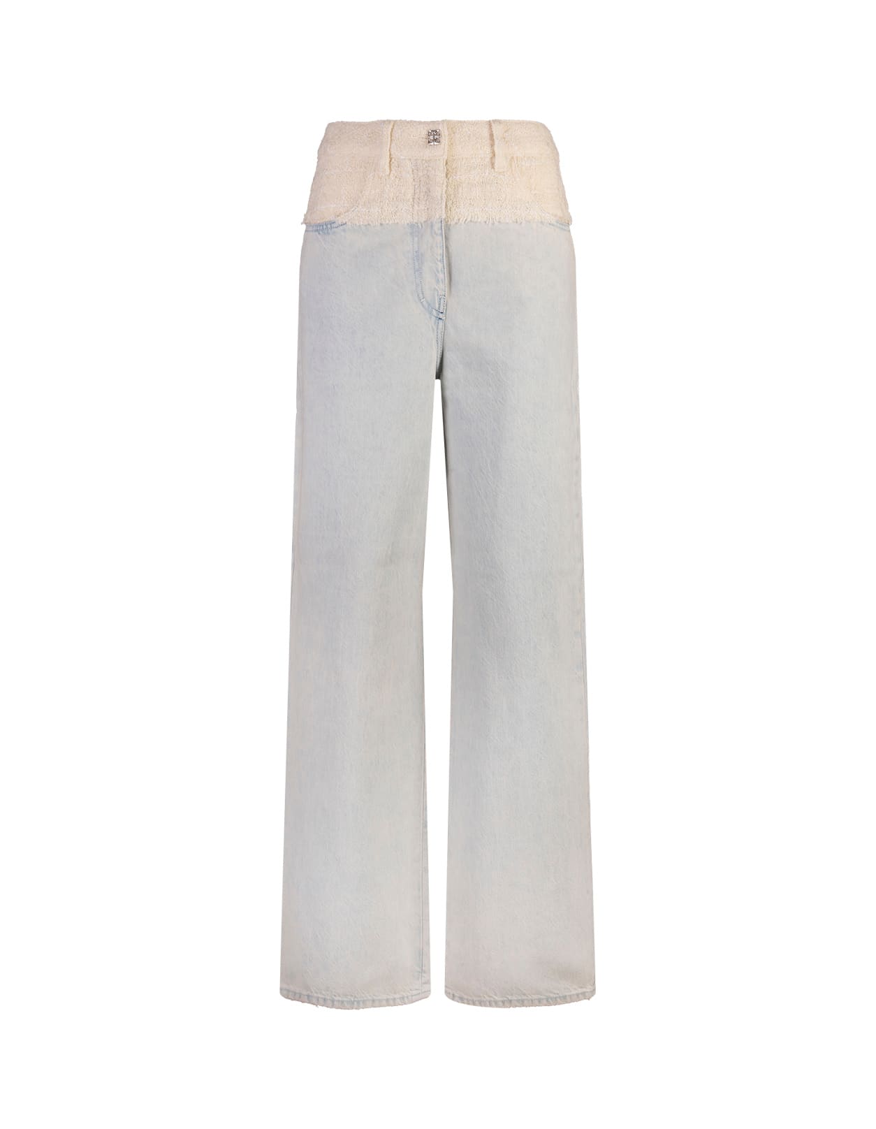 Shop Givenchy Light Blue Denim Jeans With Tweed Waist