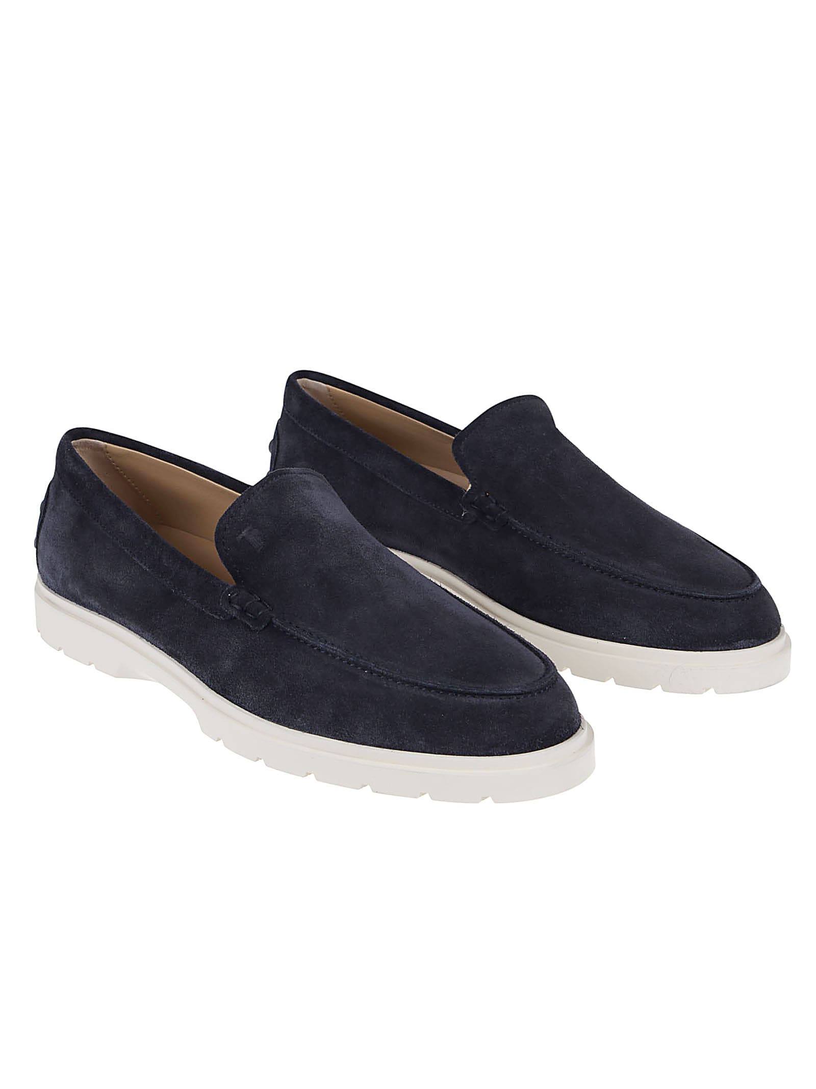 Tod's Logo-debossed Suede Loafers In Blue