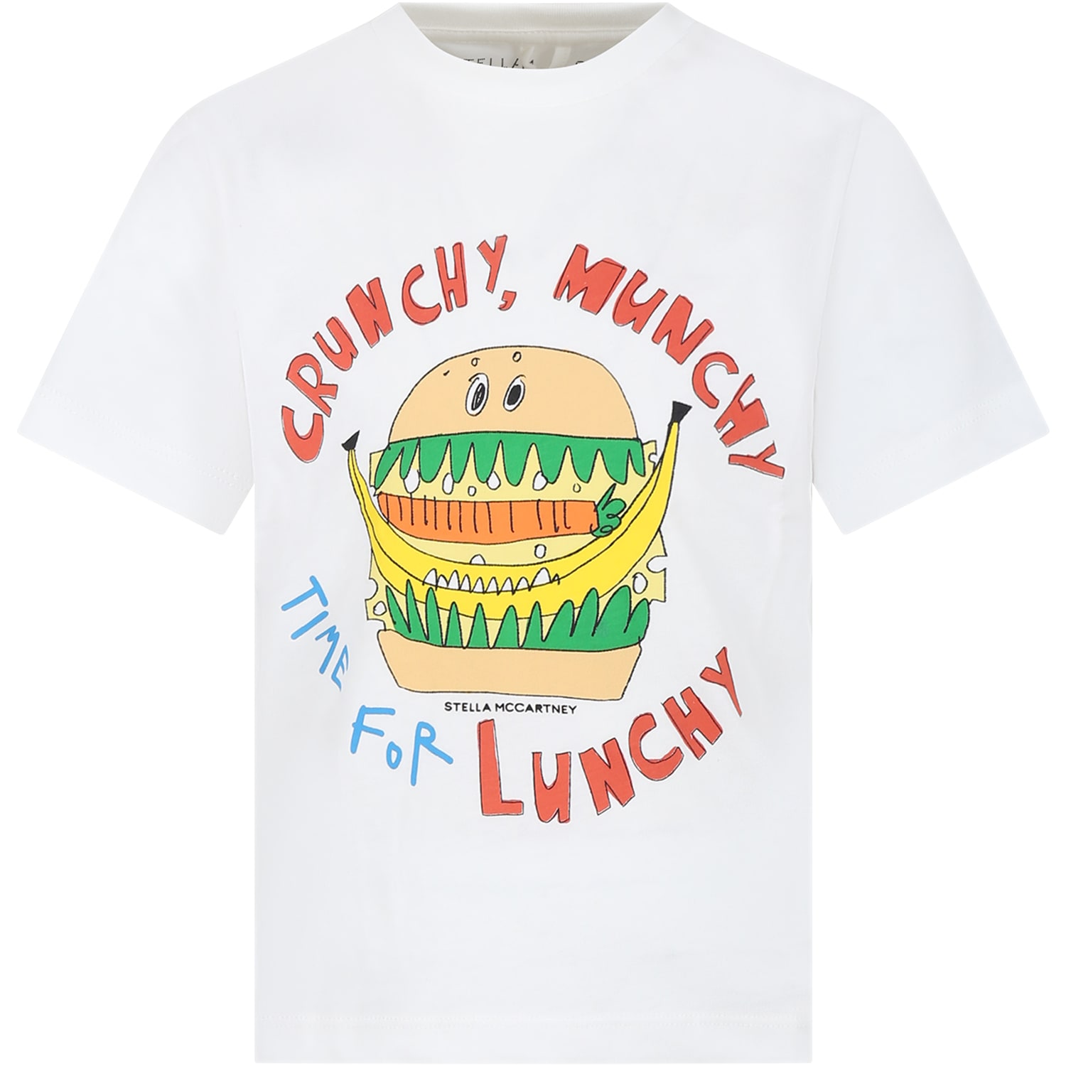Stella Mccartney Kids' White T-shirt For Boy With Hamburger Print