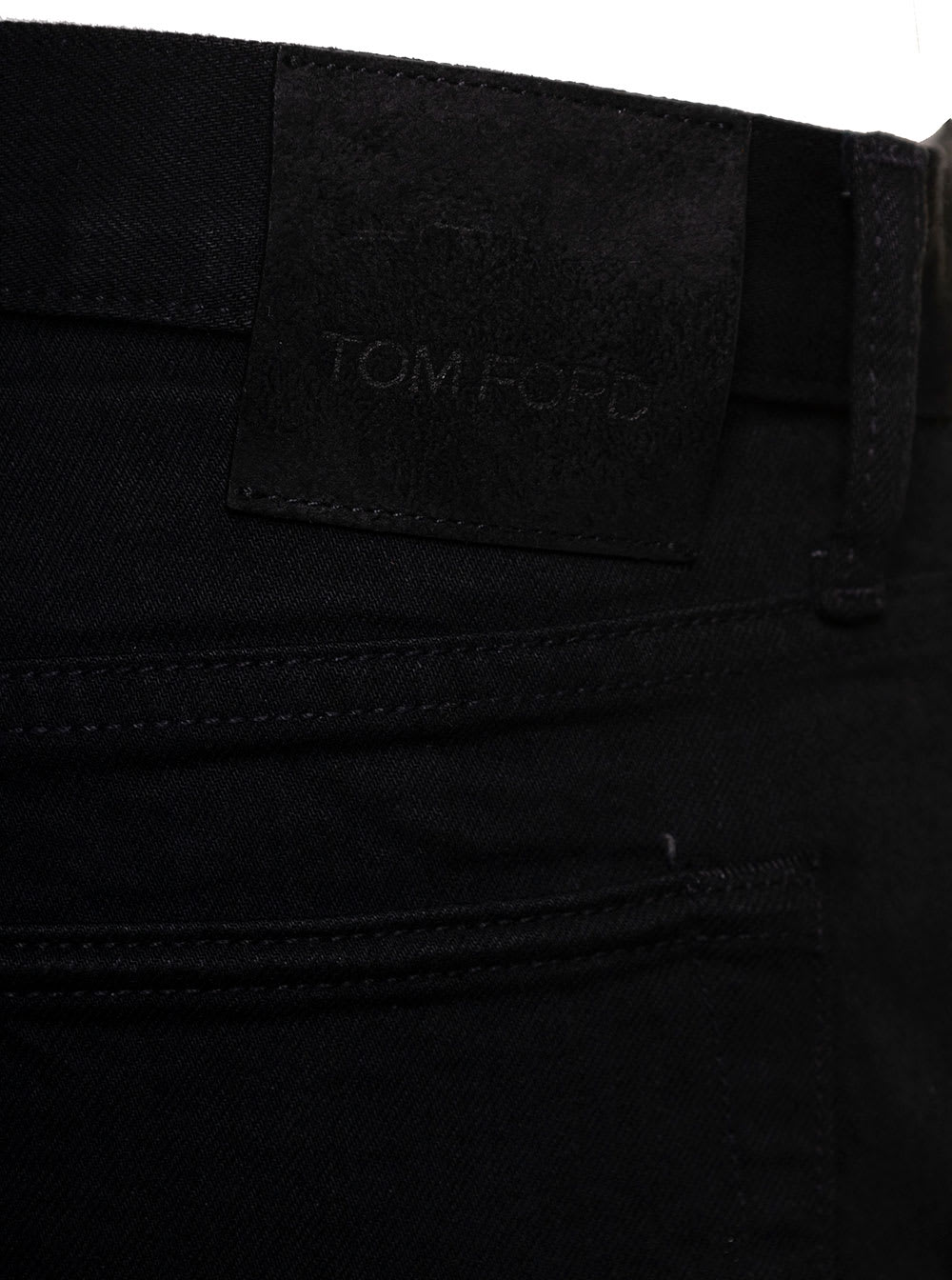 Shop Tom Ford Black Slim Jeans With Logo Patch In Denim Man