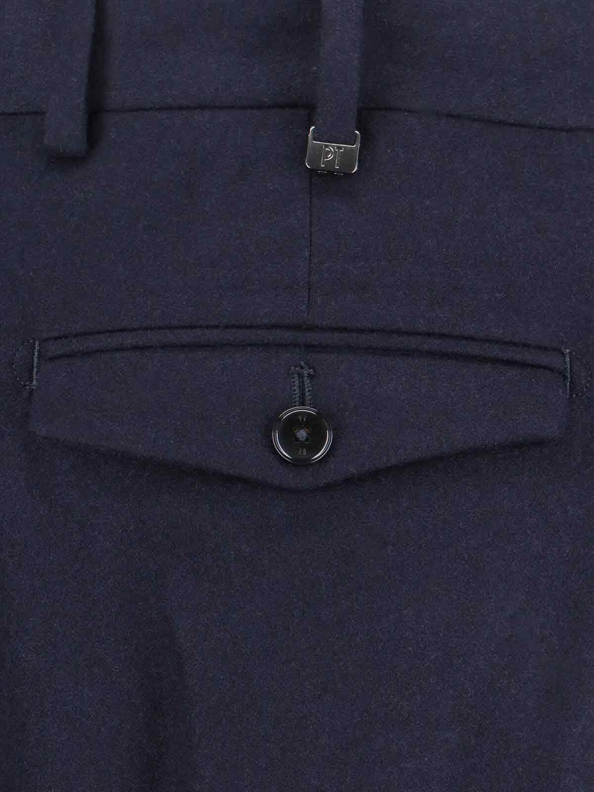 Pt Torino Blue Virgin Wool And Cashmere Trouser In Blue