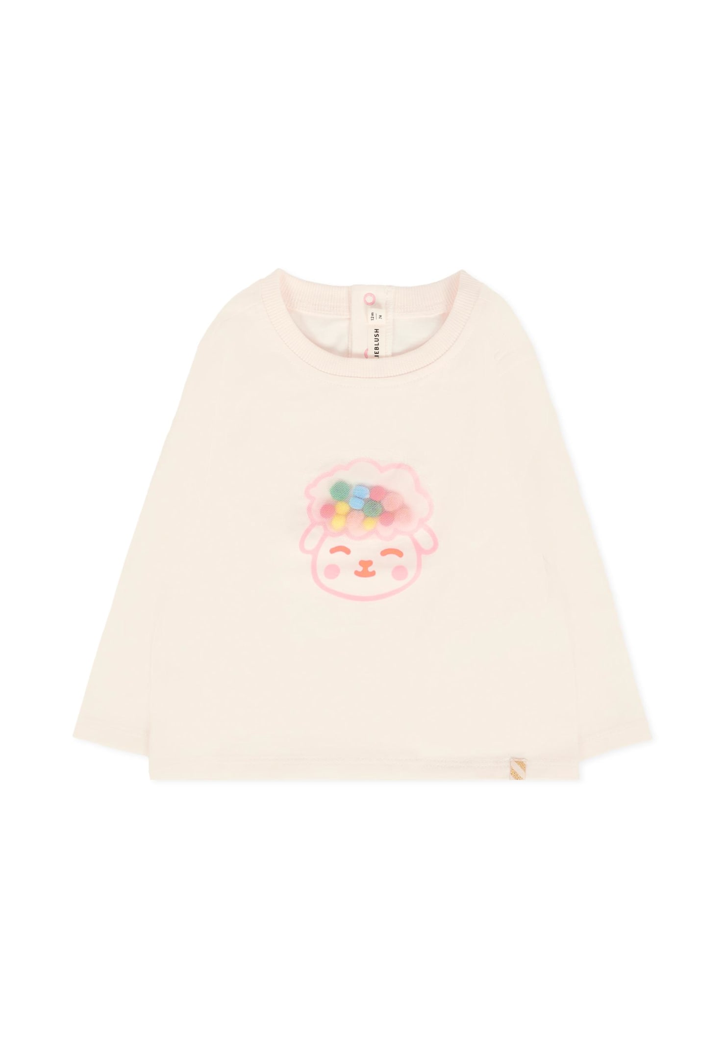 Billieblush Ivory T-shirt For Baby Girl With Sheep In Pink