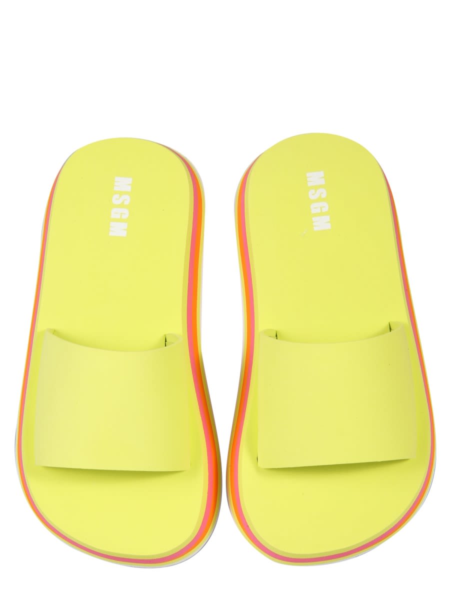 Shop Msgm Slide Platform Sandals In Yellow