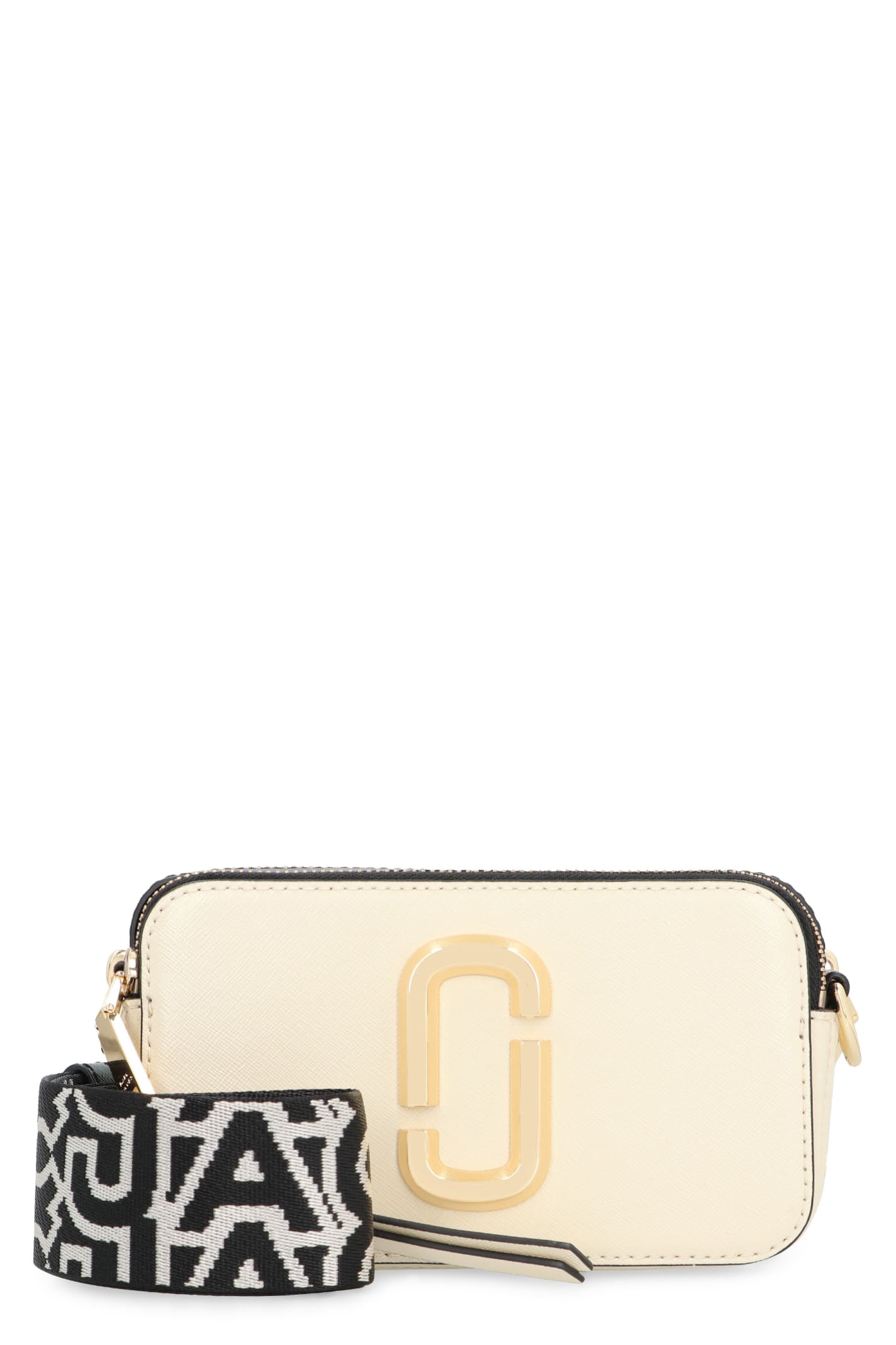 Shop Marc Jacobs The Snapshot Leather Camera Bag In Panna