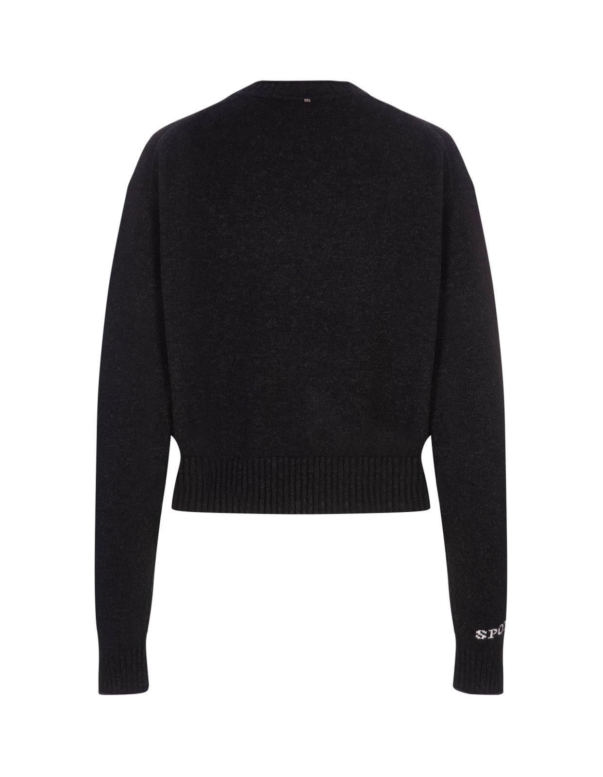 Shop Sportmax Crewneck Long-sleeved Jumper In Black