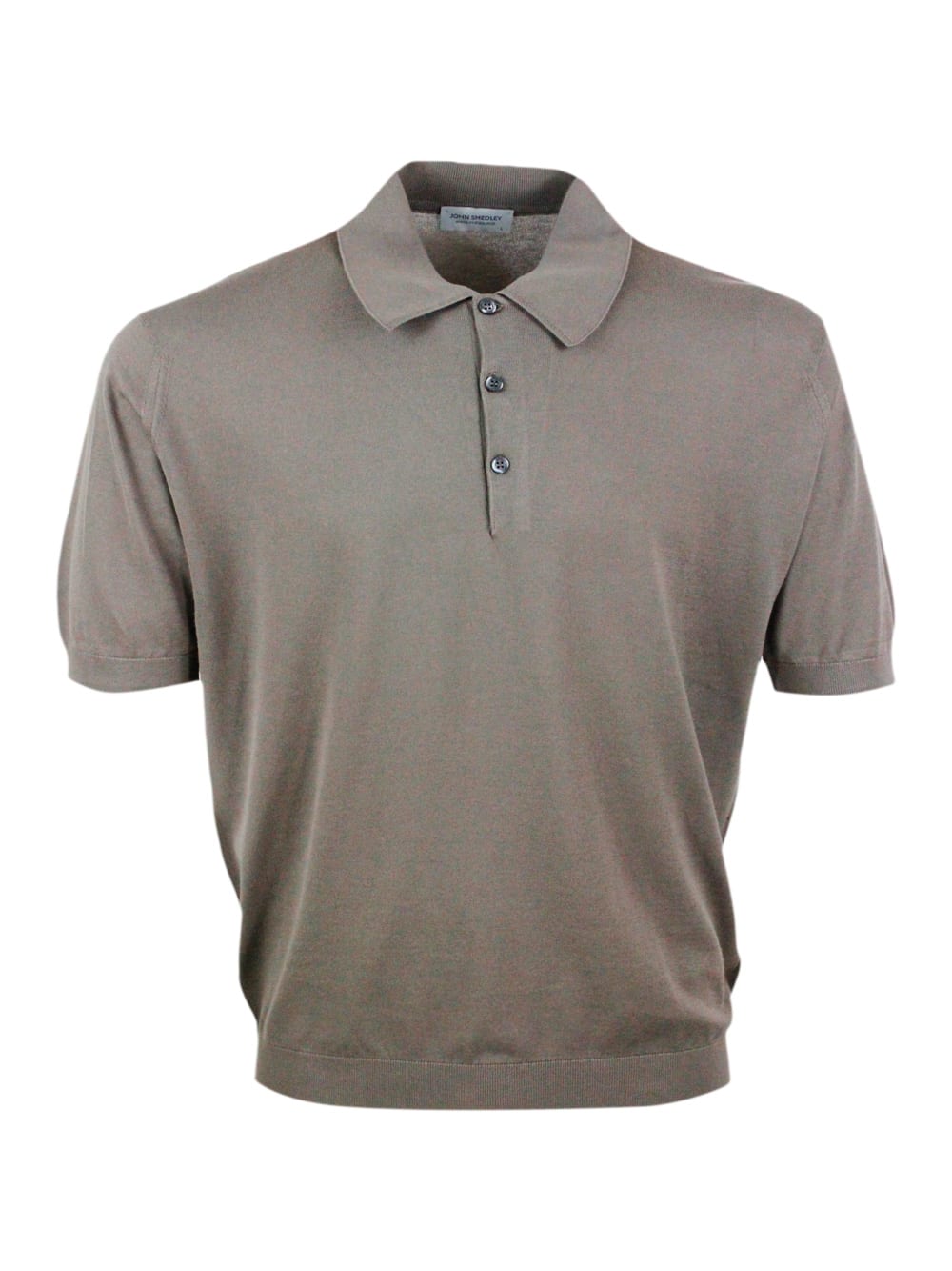 John Smedley Short-sleeved Polo Shirt In Extra-fine Cotton Thread With Three Buttons In Taupe