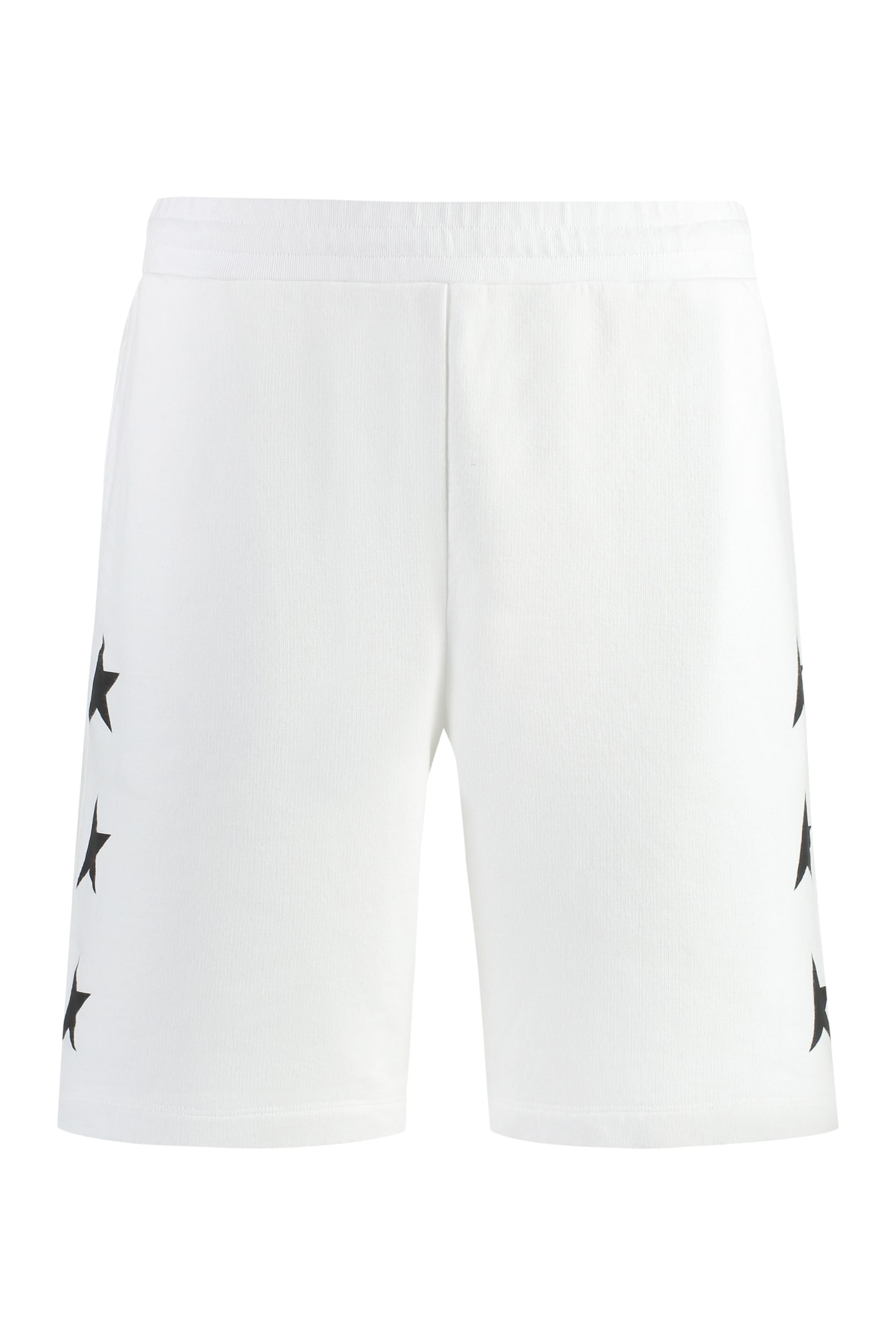 Shop Golden Goose Diego Cotton Bermuda Shorts In White/black