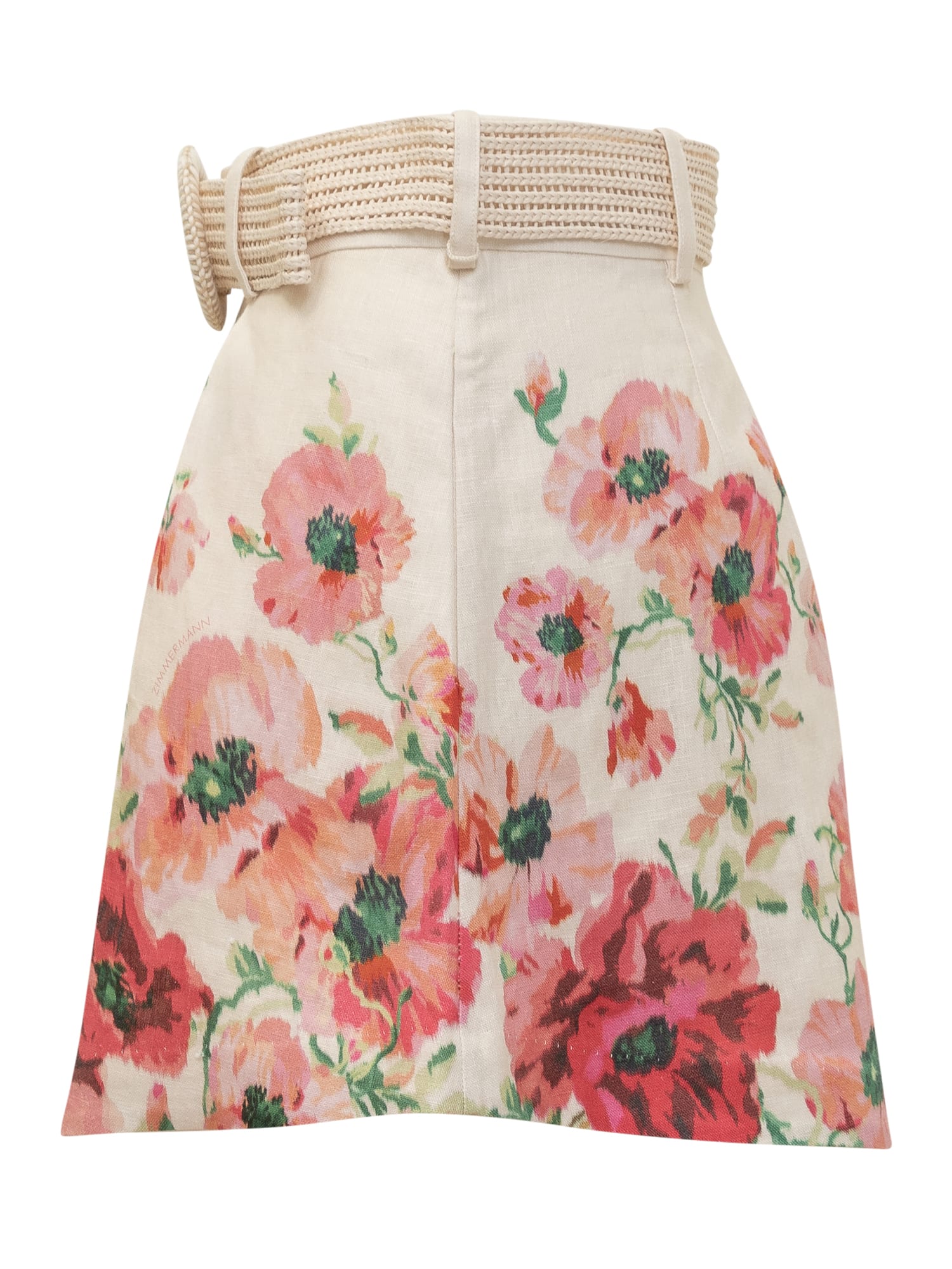 Shop Zimmermann Lightburst Shorts In Cream/red Floral