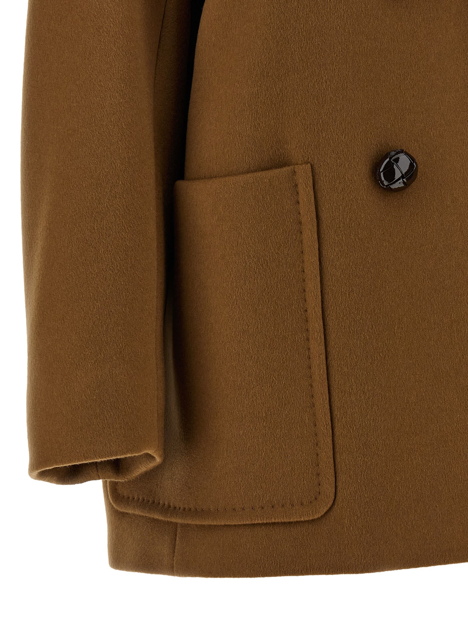 Max Mara Mario Double-breasted Lapel Collar Coat In Brown