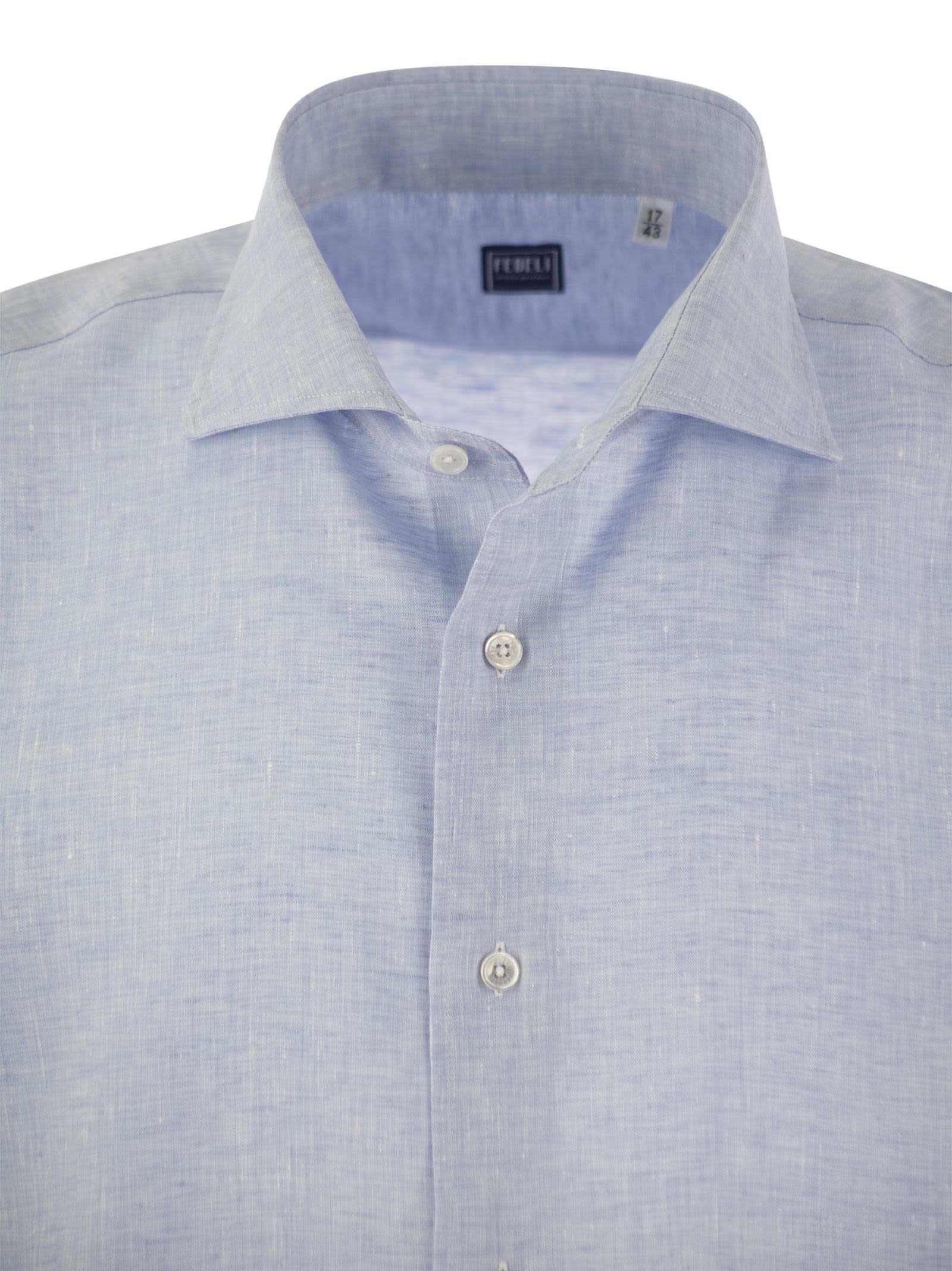 Shop Fedeli Roby - Linen Shirt In Light Blue