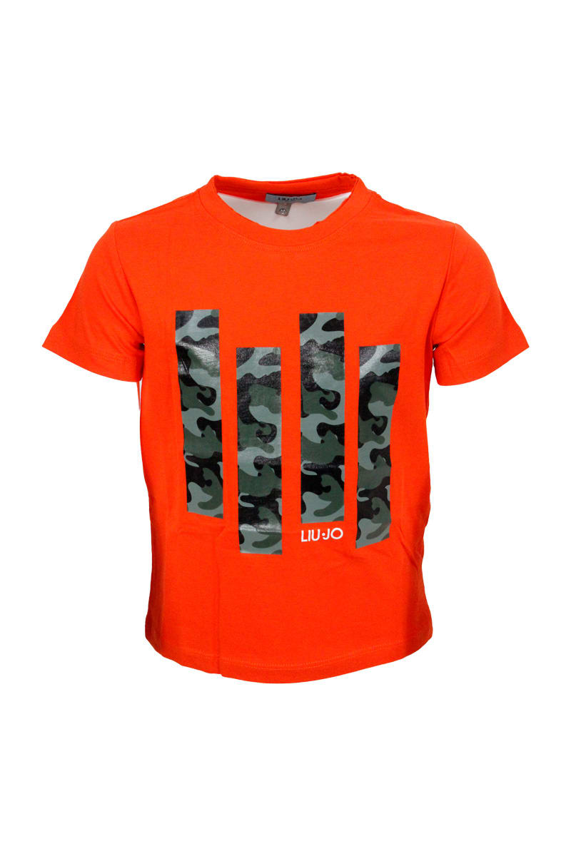 Liu-Jo Short Sleeve Crew Neck T-shirt With Camouflage Print