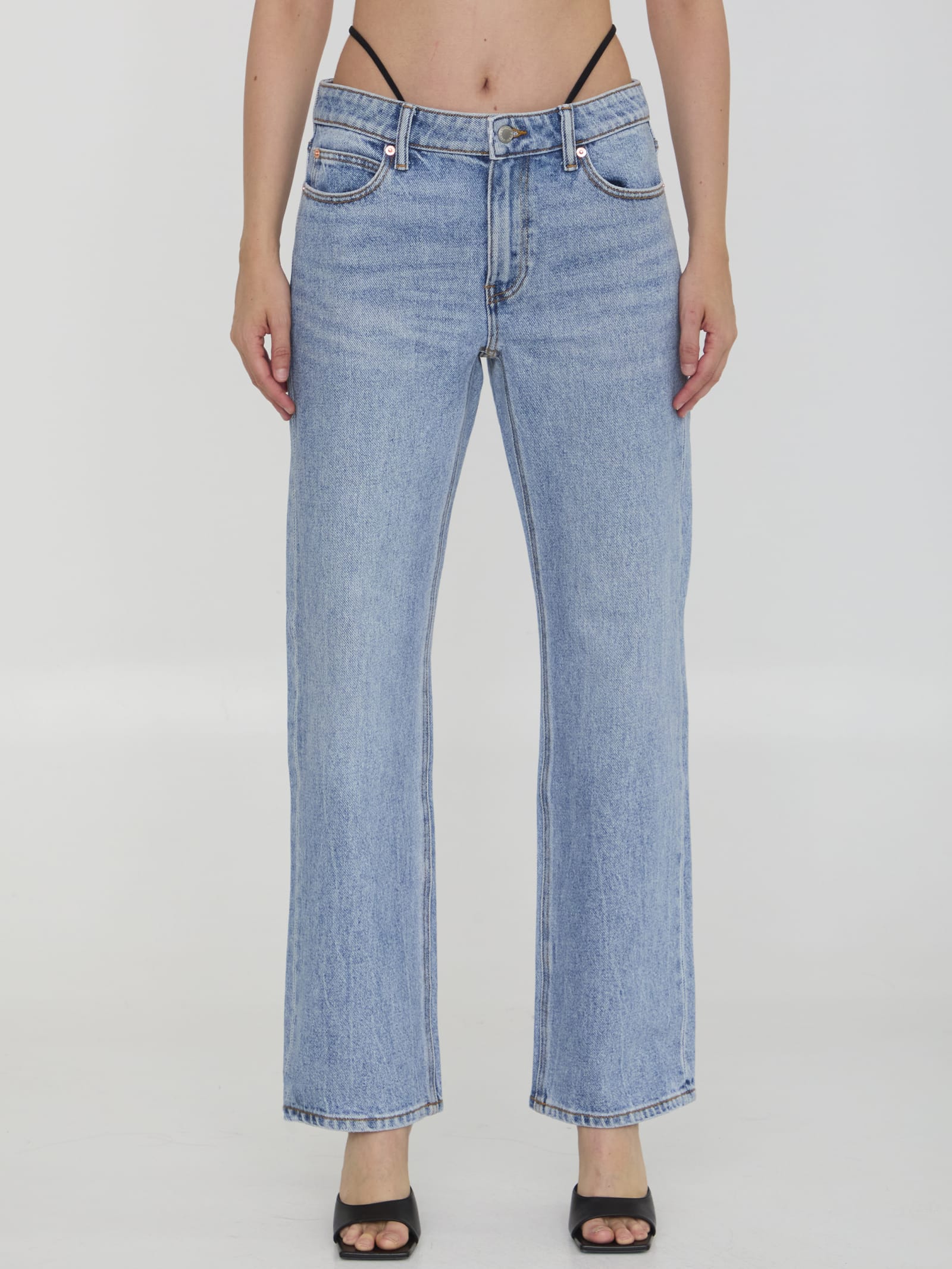 Shop Alexander Wang Jeans With Pre-styled Thong In Blue