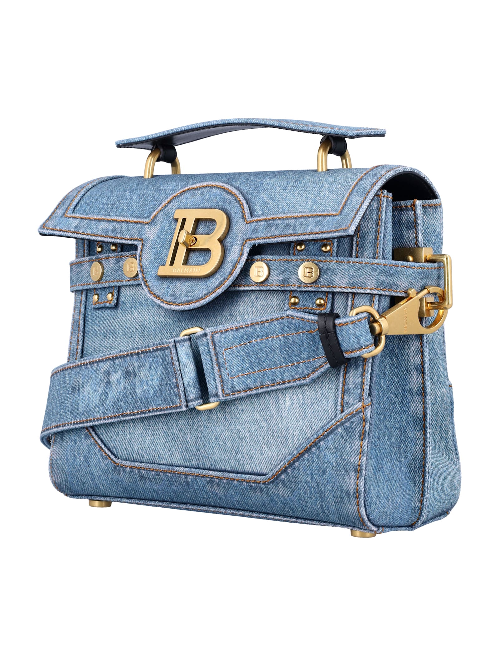 Balmain Buzz 23 Denim Cross-body Bags & Satchels In Blue