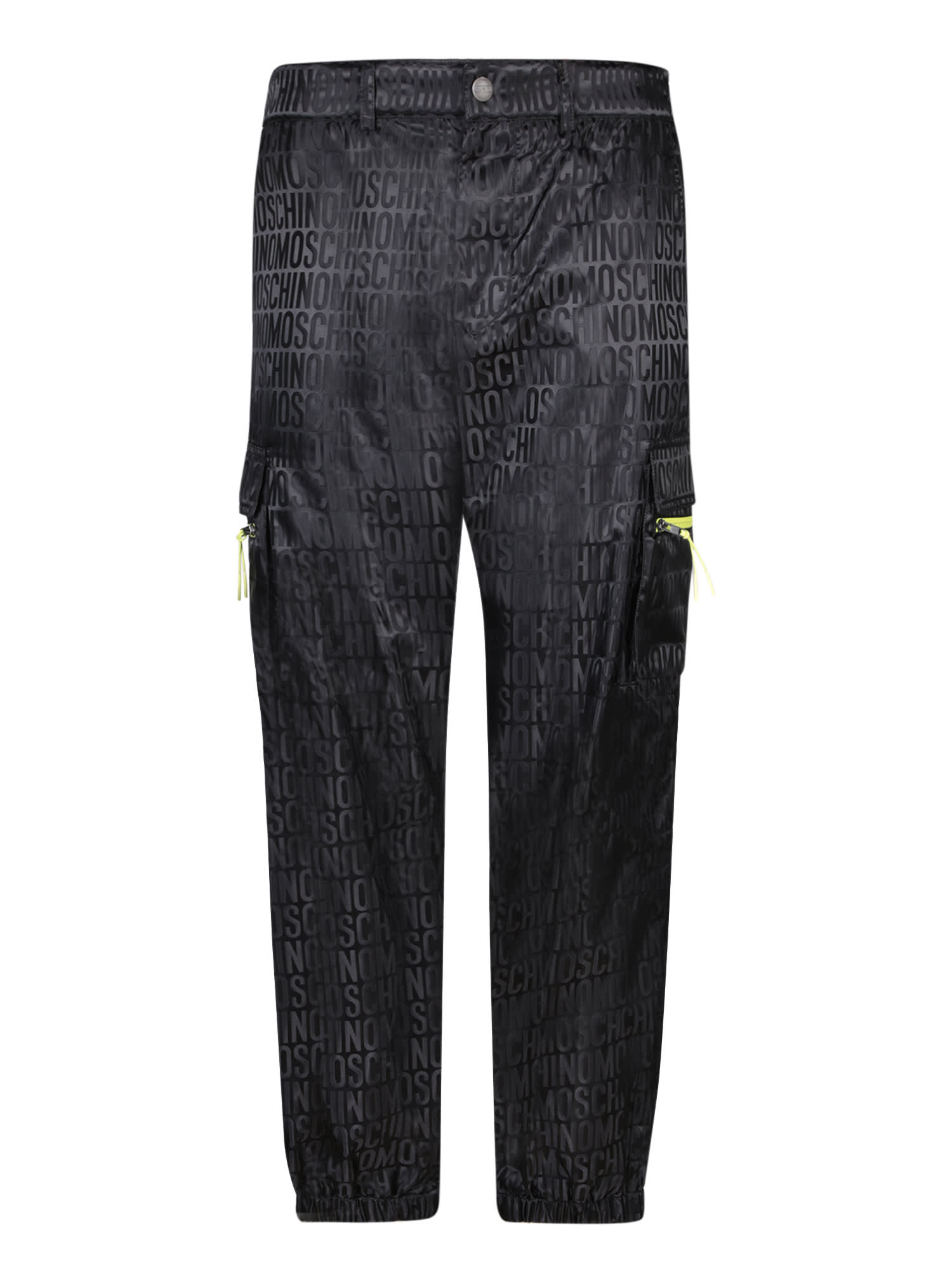 Shop Moschino All Over Logo Black Trousers