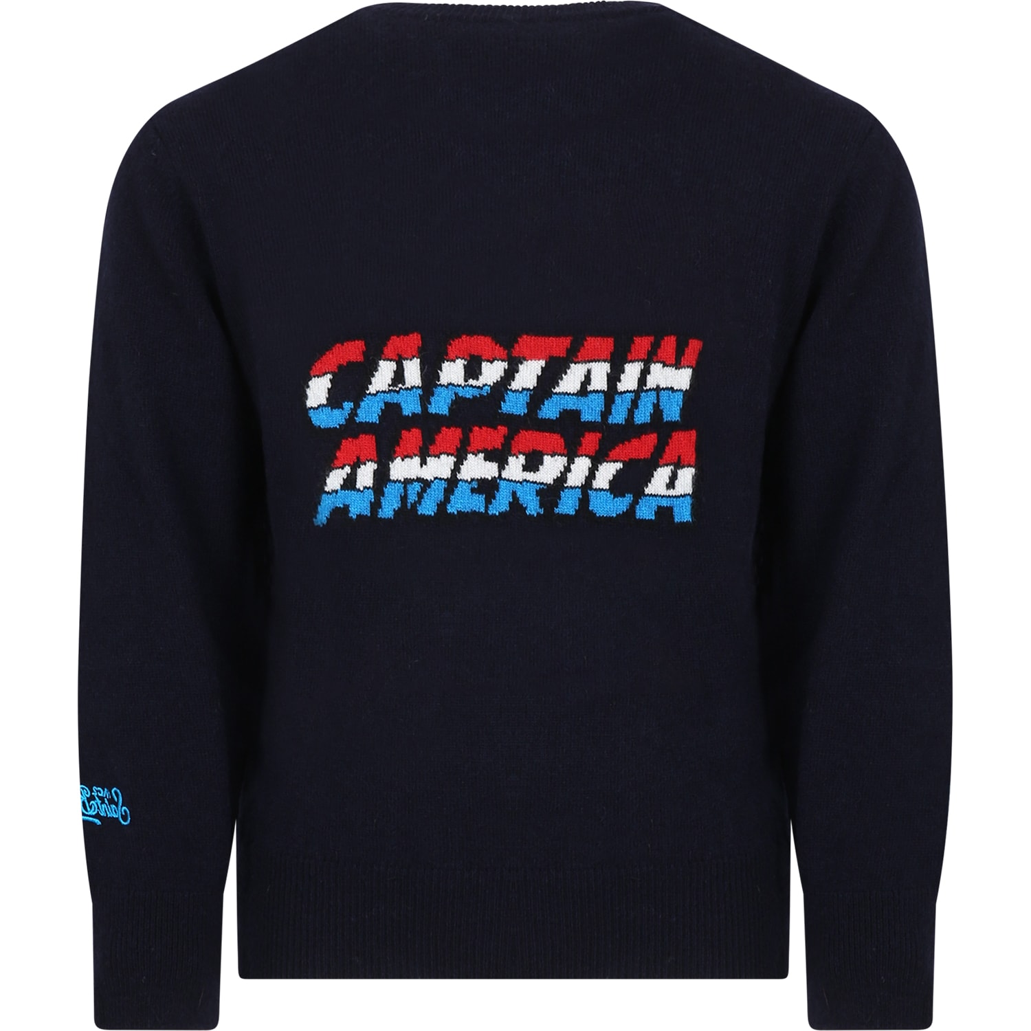 Shop Mc2 Saint Barth Blue Sweater For Boy With Captain America