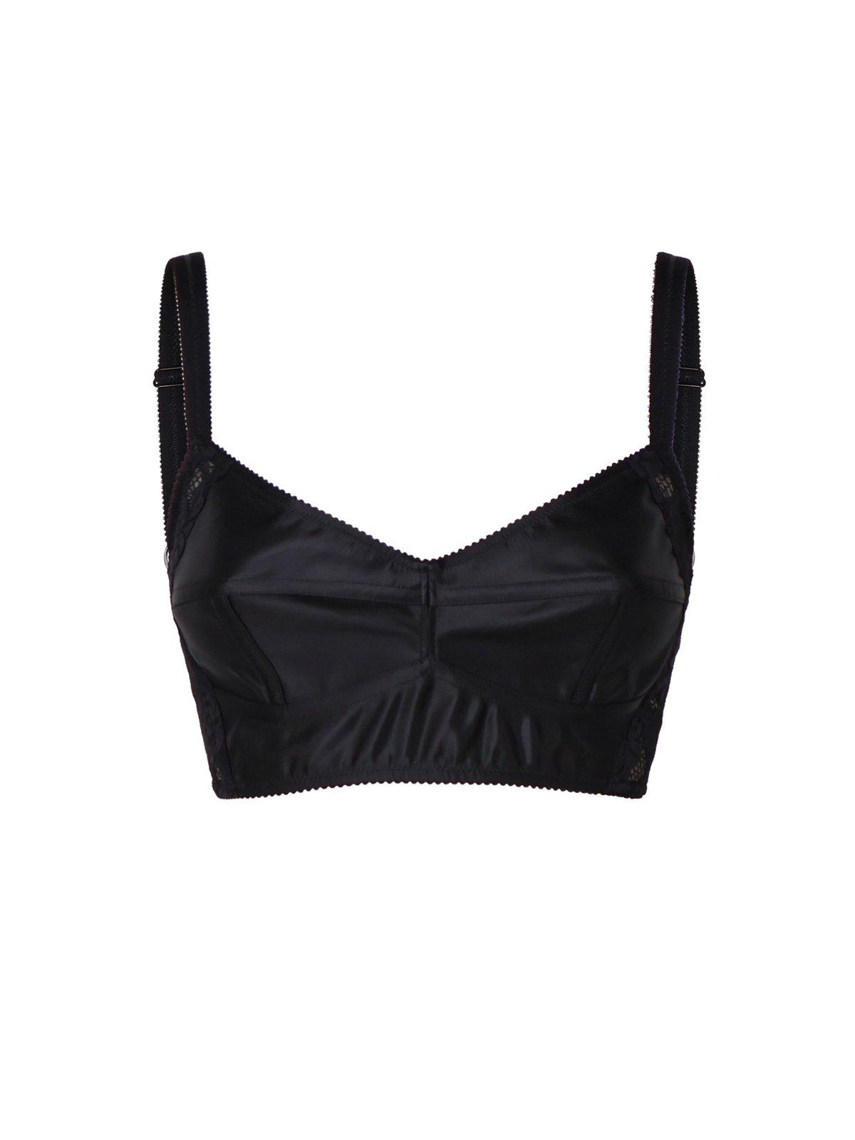 Shop Dolce & Gabbana Satin Lace Bralette Top In Black