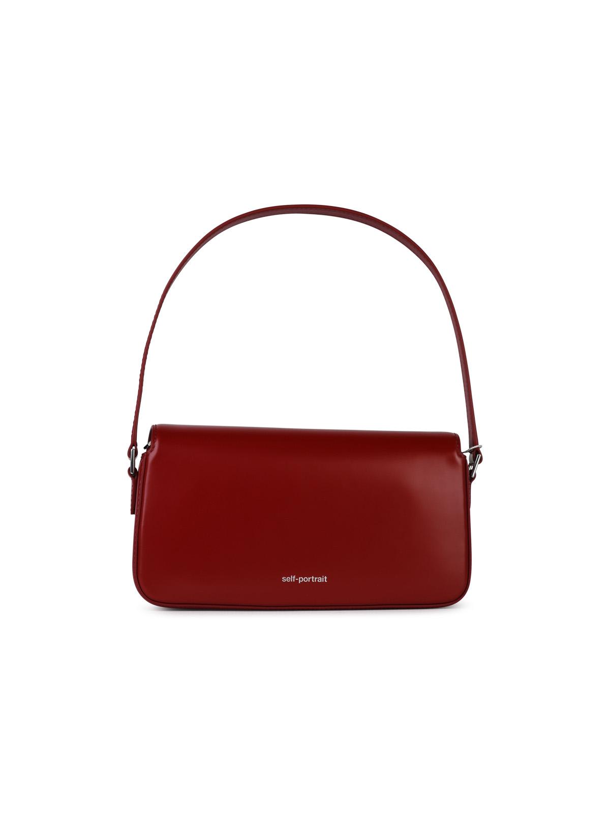 Shop Self-portrait Fiocco Red Smooth Leather Bag