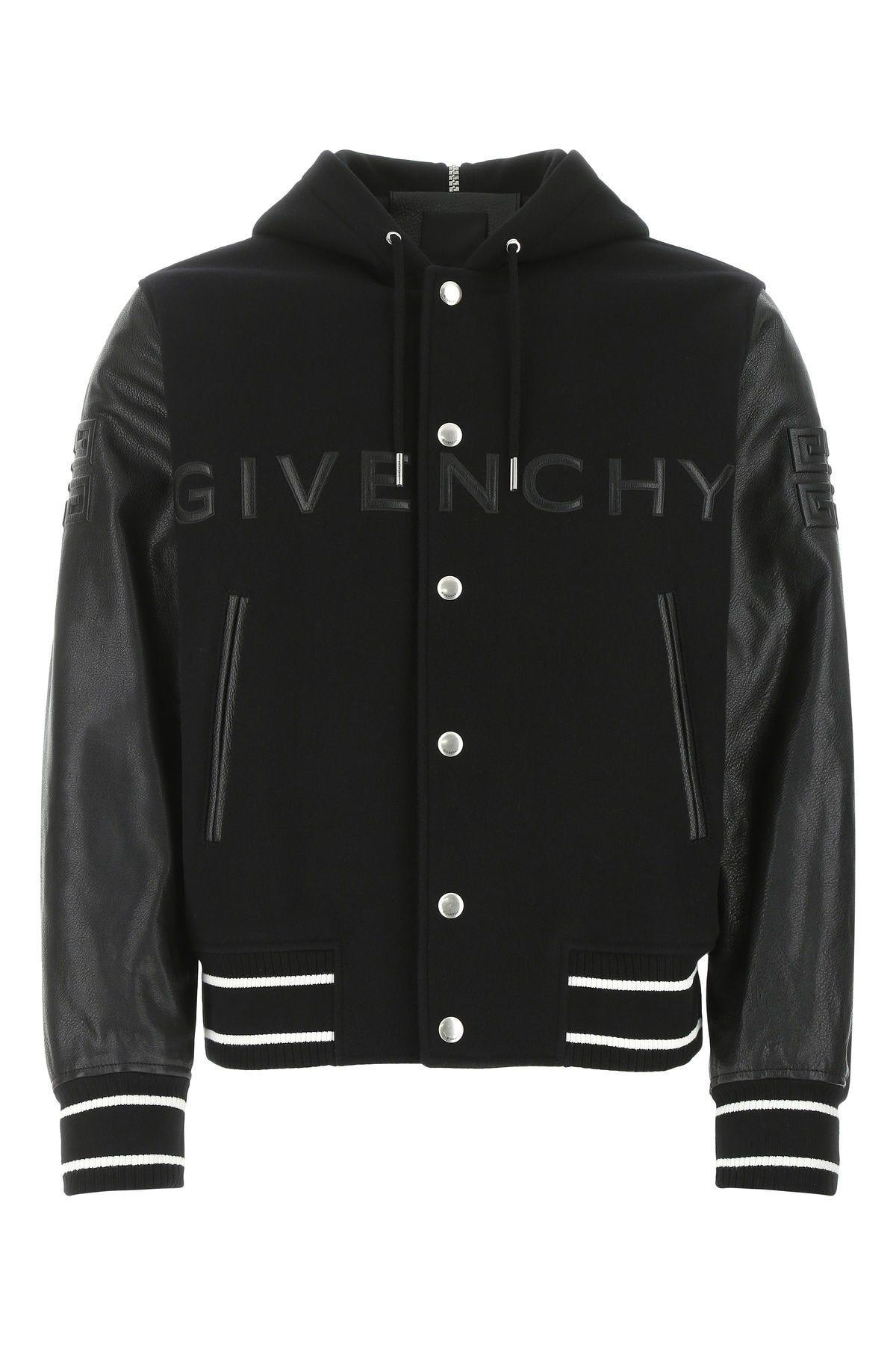 Shop Givenchy Black Wool Blend Bomber Jacket