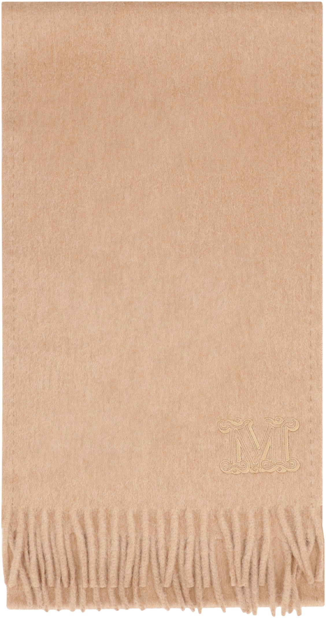 Max Mara Cashmere Stole Fringed Edges In Brown