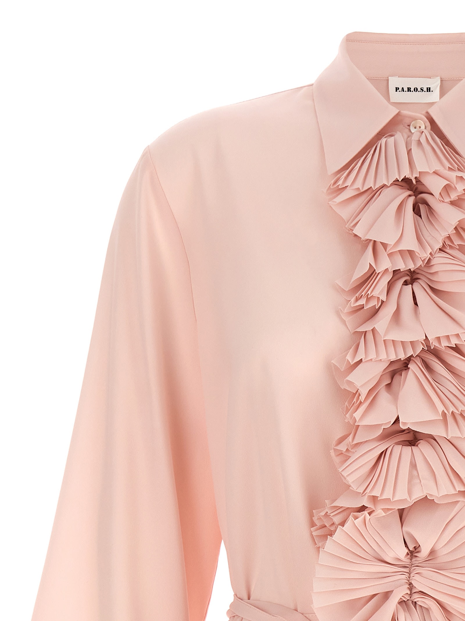 Shop P.a.r.o.s.h Ruffles Shirt In Pink