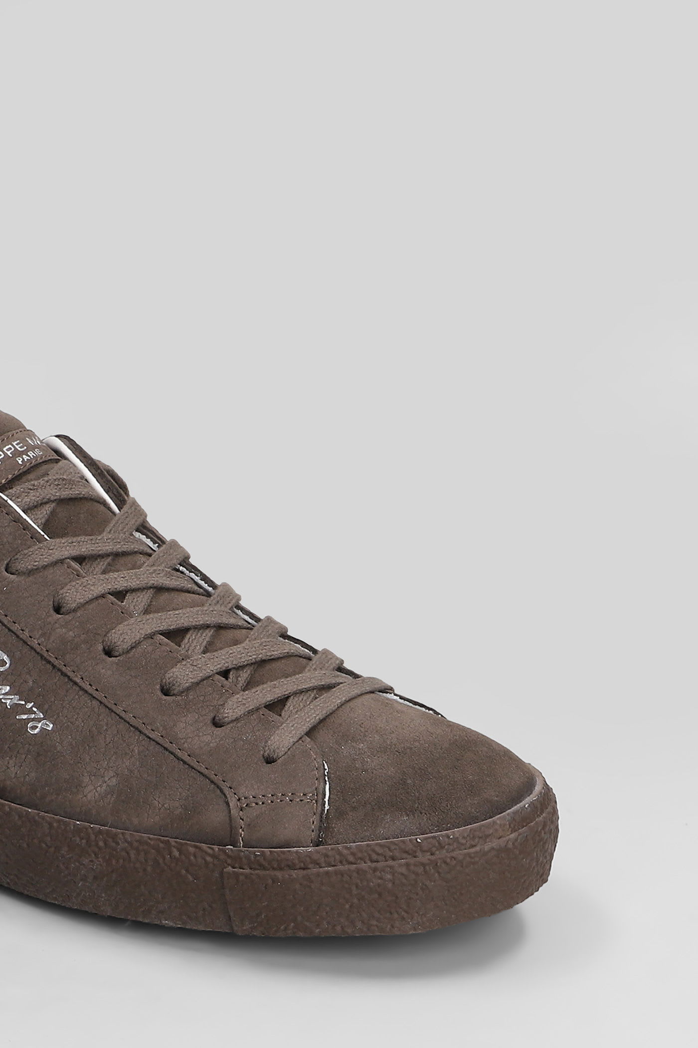 Philippe Model Prsx Low Sneakers In Brown Suede And Leather In Brown