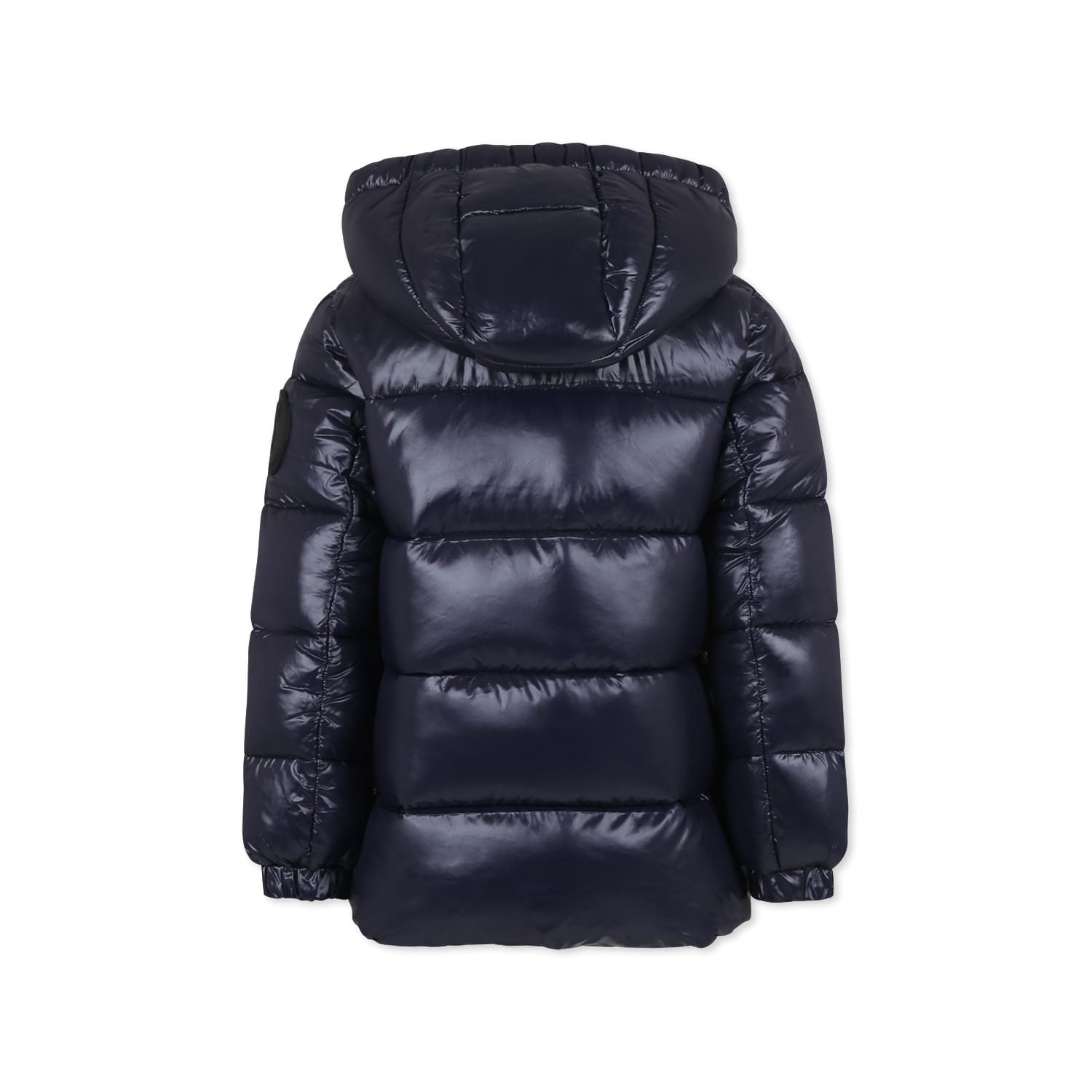 Save The Duck Blue Down Jacket For Girl With Logo In Blue
