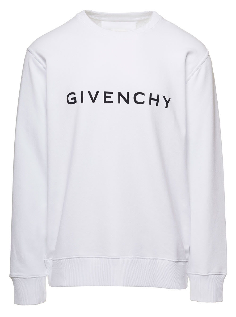 GIVENCHY WHITE CREWNECK SWEATSHIRT WITH CONTRASTING LETTERING IN COTTON MAN GIVENCHY