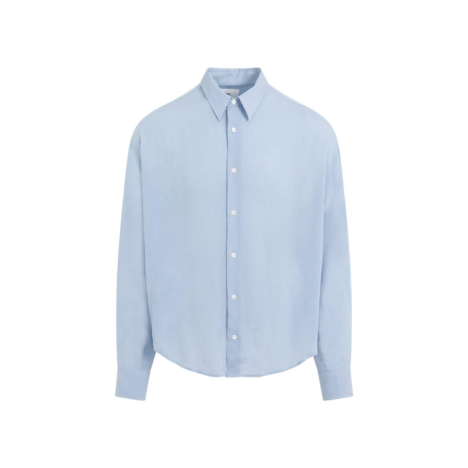 Shop Ami Alexandre Mattiussi Long-sleeved Buttoned Shirt In Cashmere Blue
