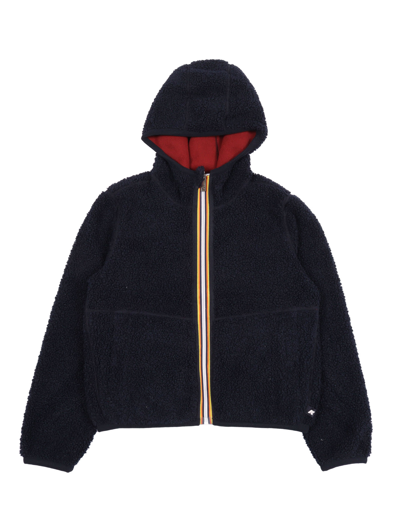 K-way P. Jack Sherpa Polar Double Hoodie Full Zip In Black