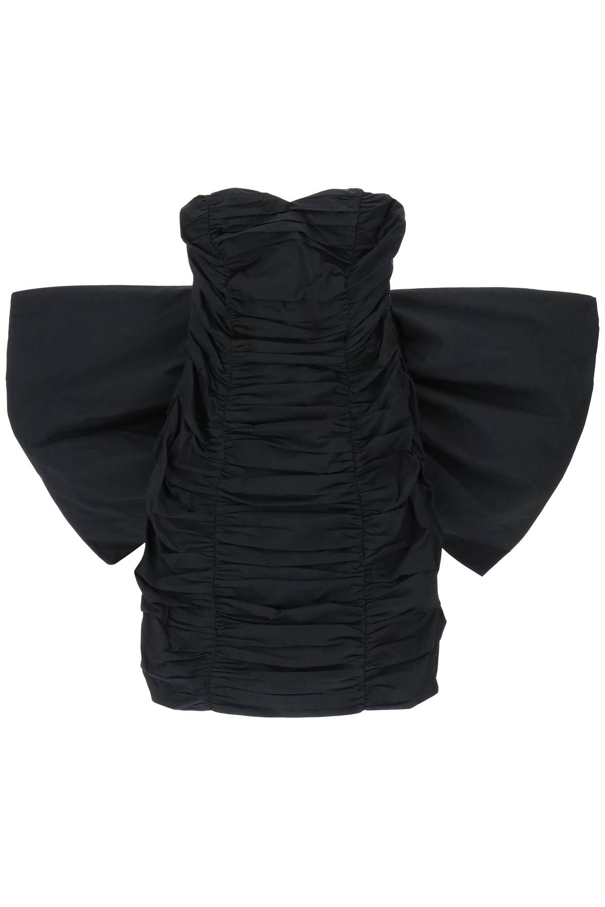 Shop Rotate Birger Christensen Catalina Mini Dress With Maxi Bow In Black (black)