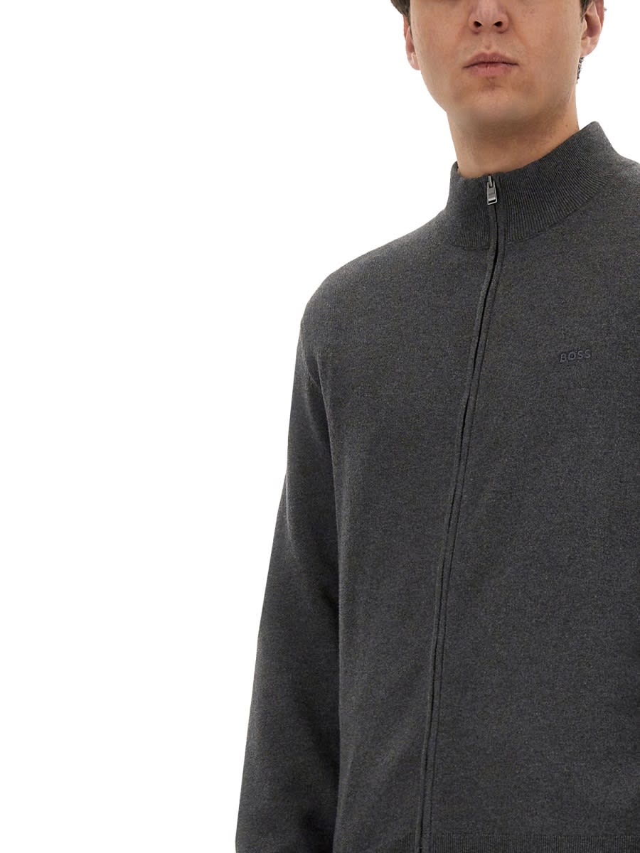 Shop Hugo Boss Shirt With Zip. In Grey