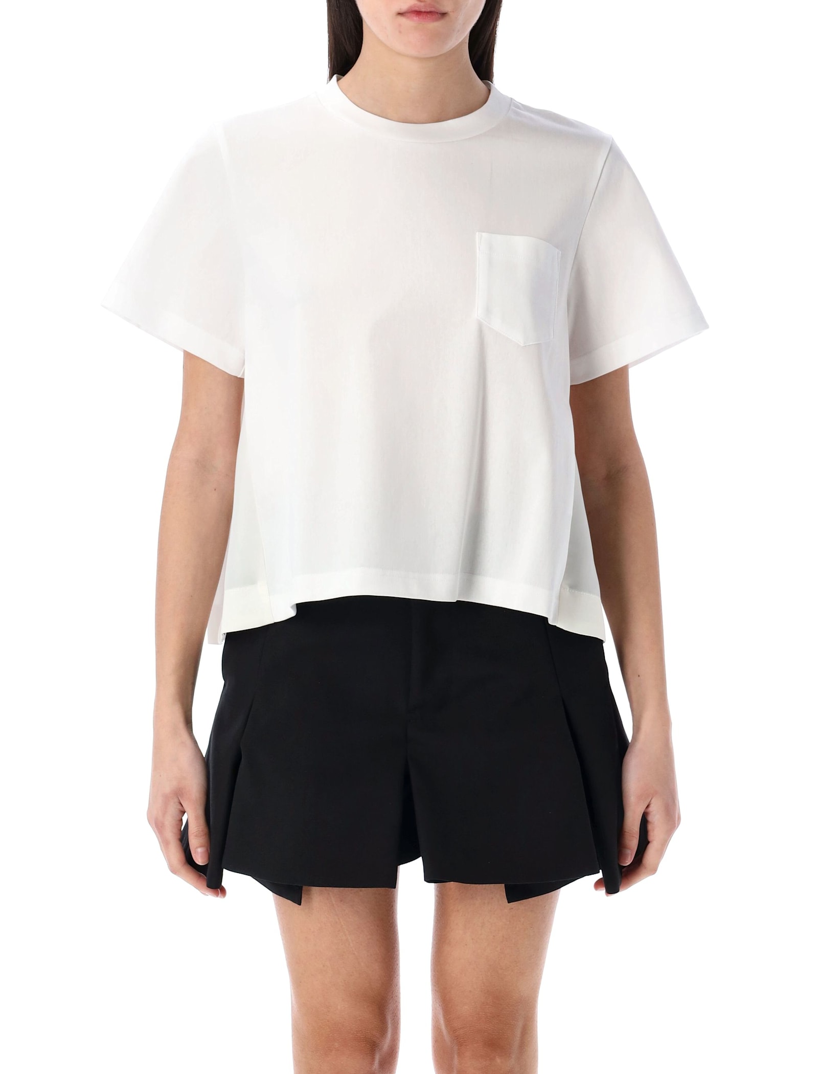 Sacai Nylon Twill & Cotton Jersey T-shirt In White