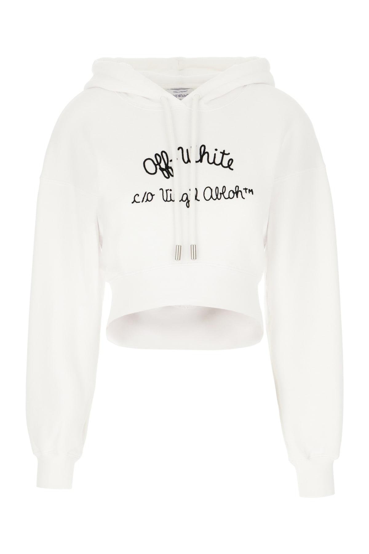 Off-white White Cotton Sweatshirt In White Black