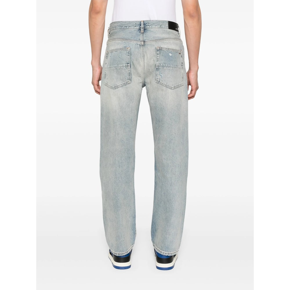 Amiri Straight Leg Mid-rise Distressed Trousers In Gray