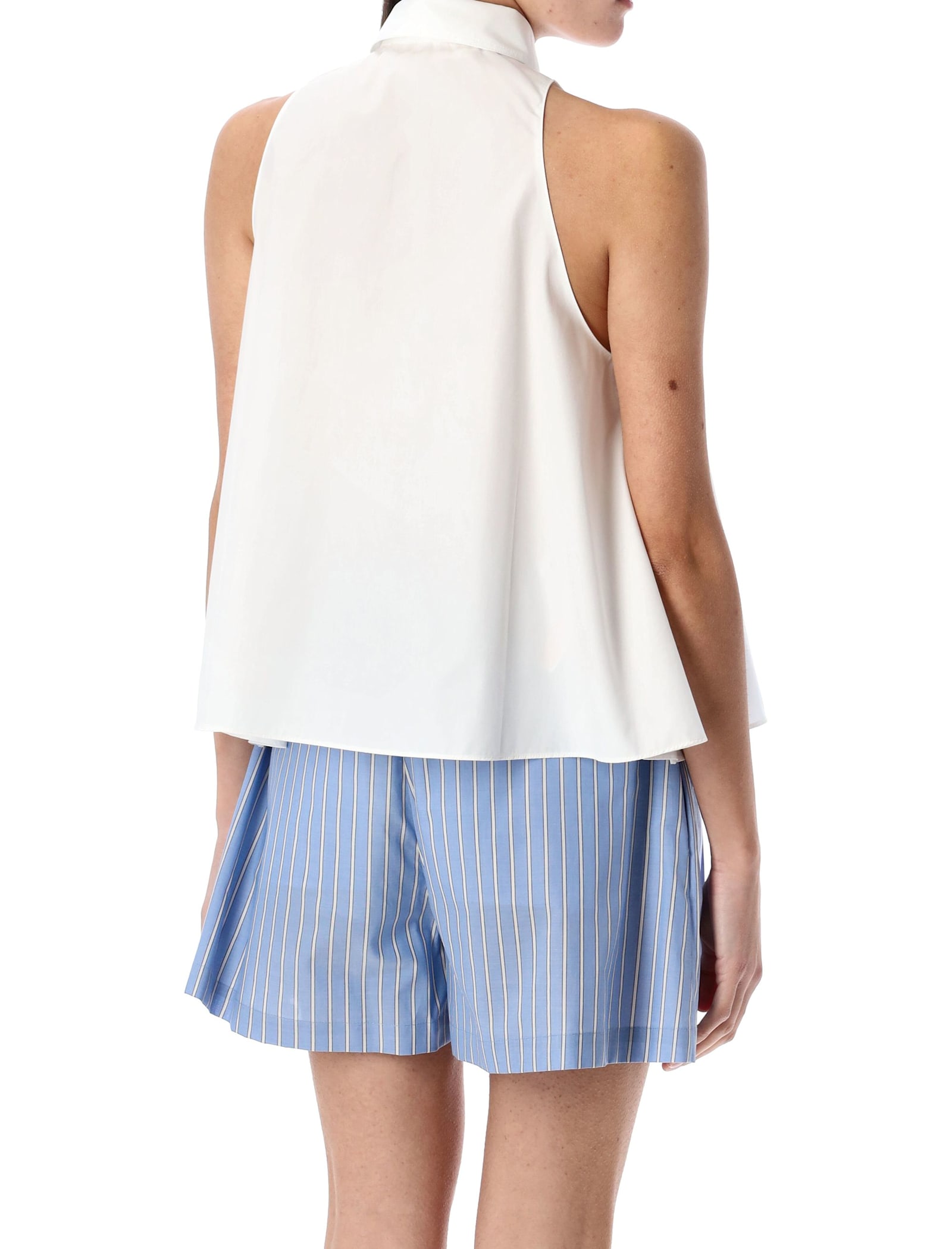 Marni A-line Cotton Flared Shirt Sleeveless In Lilly Whte