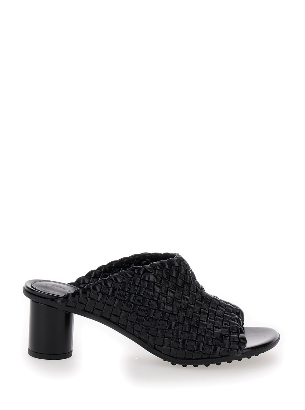 atomic Black Mule Sandals With Intrecciato Motif In Leather Woman