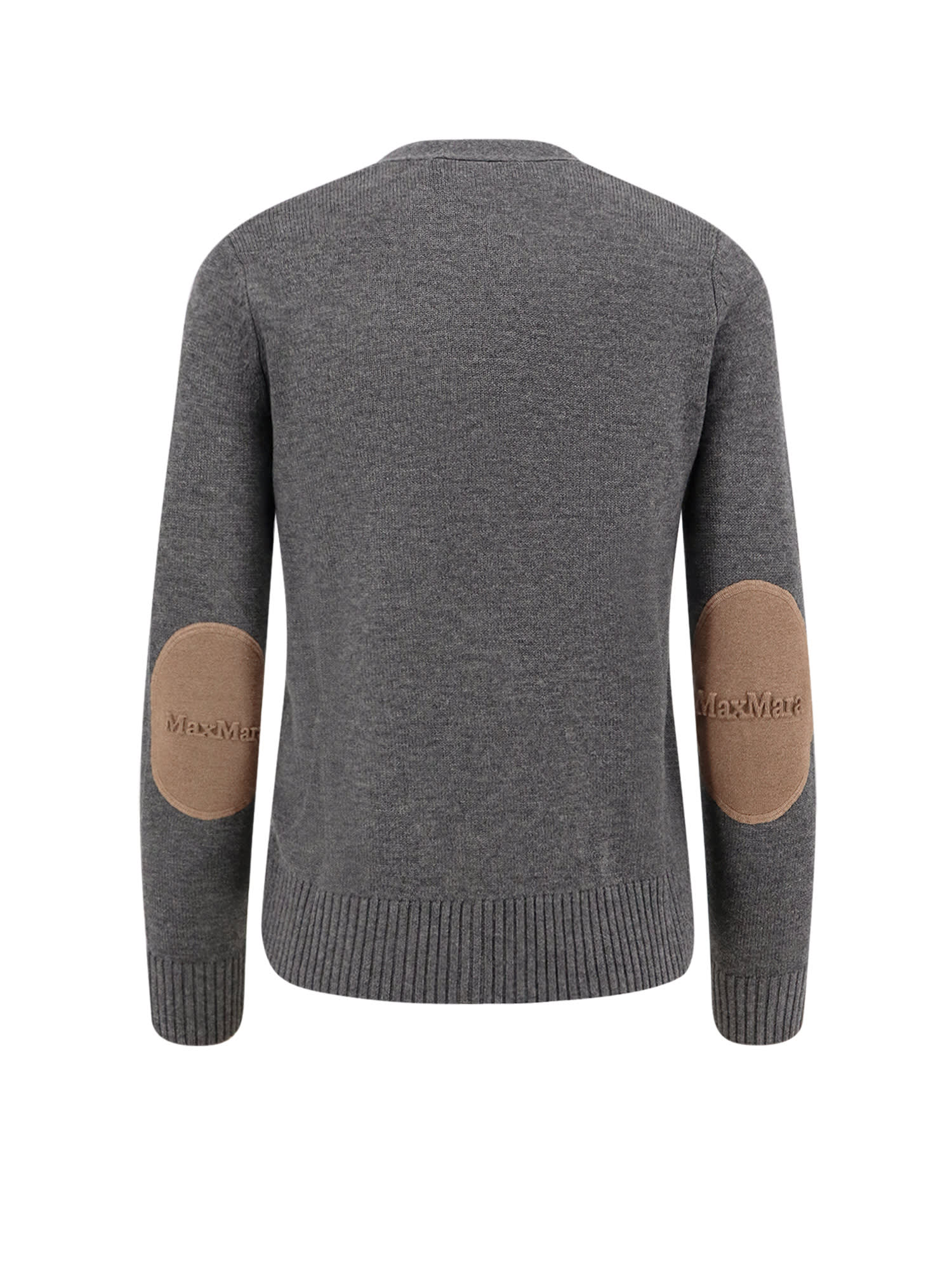 's Max Mara Apollo Wool Cardigan With Elbow Patches In Gray