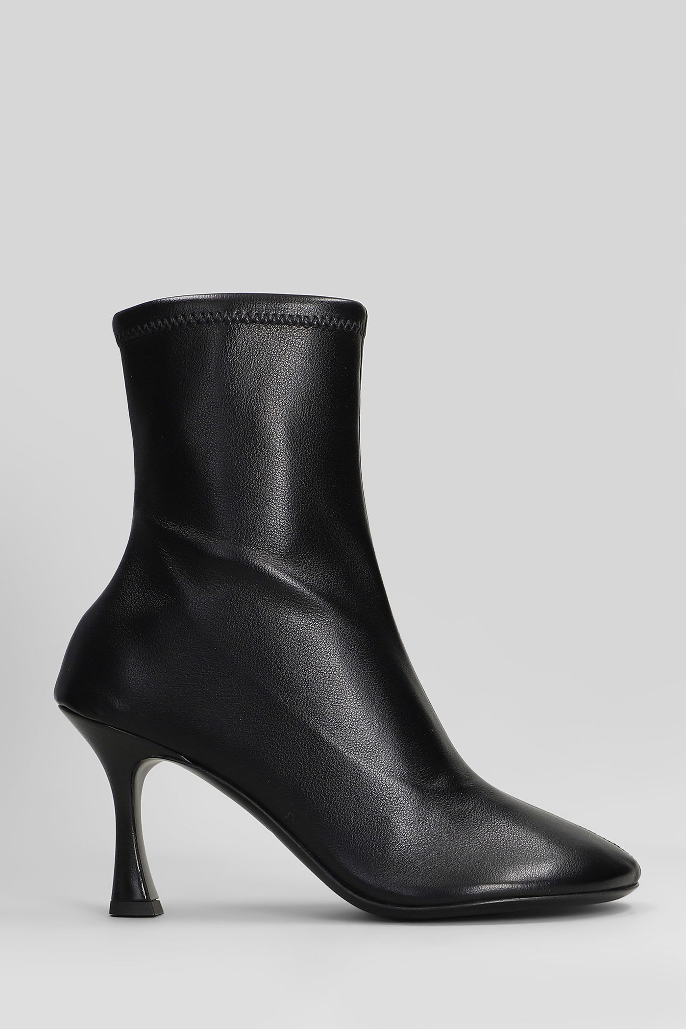 3juin Alessia 080 High Heels Ankle Boots In Black Leather In Black