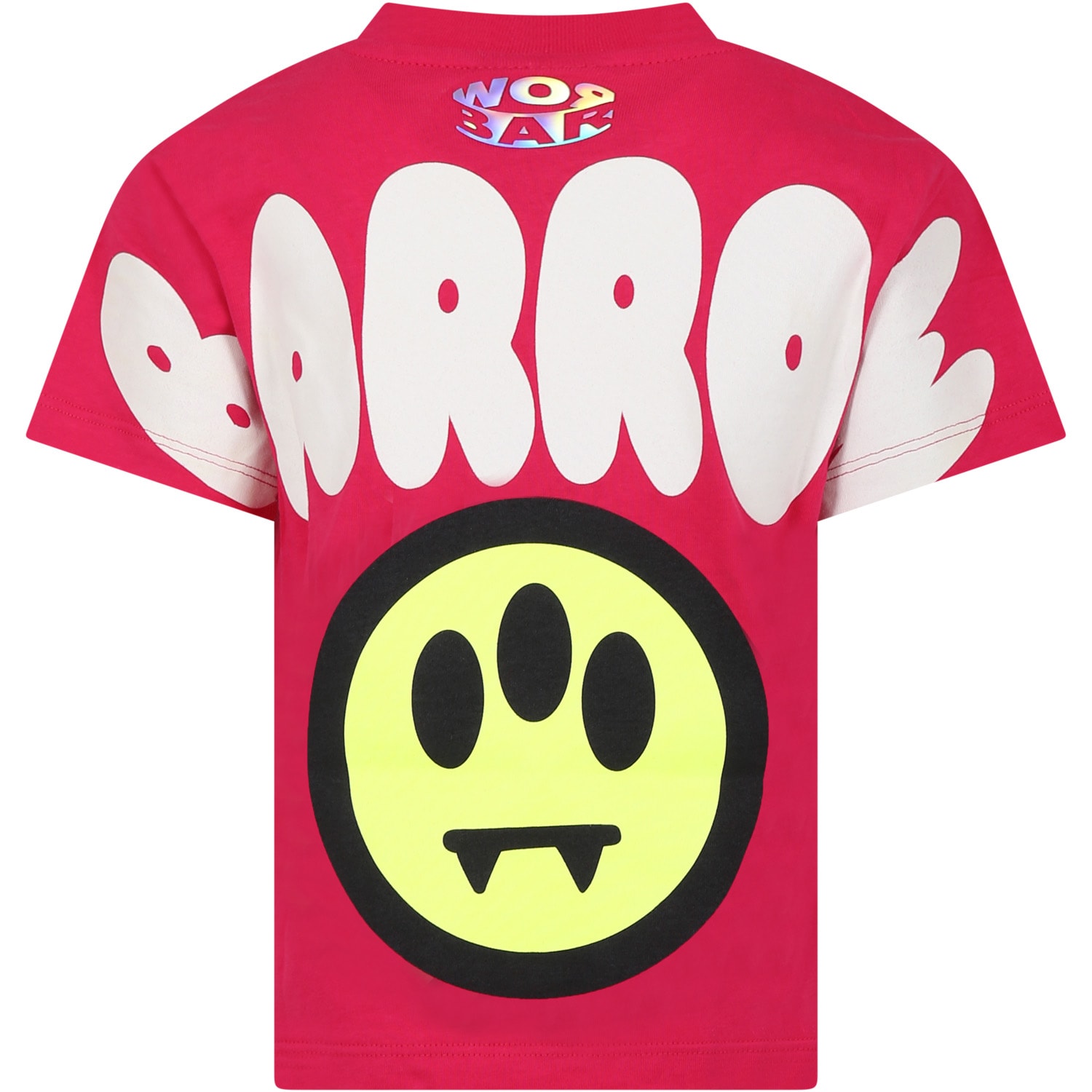 Barrow Fuchsia T-shirt For Kids With Smiley Face And Logo In Fragola