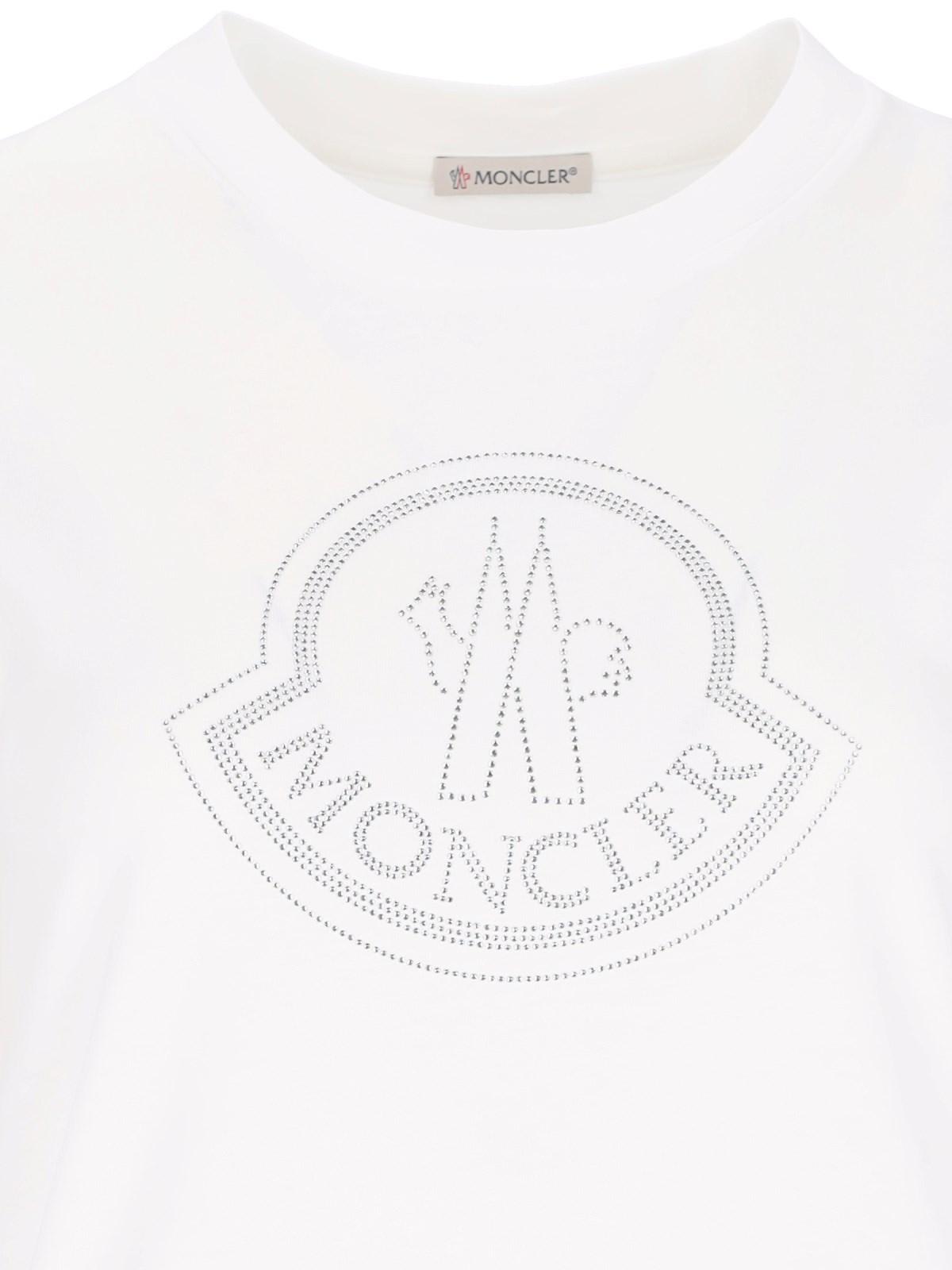 Shop Moncler Logo T-shirt With Studs In White