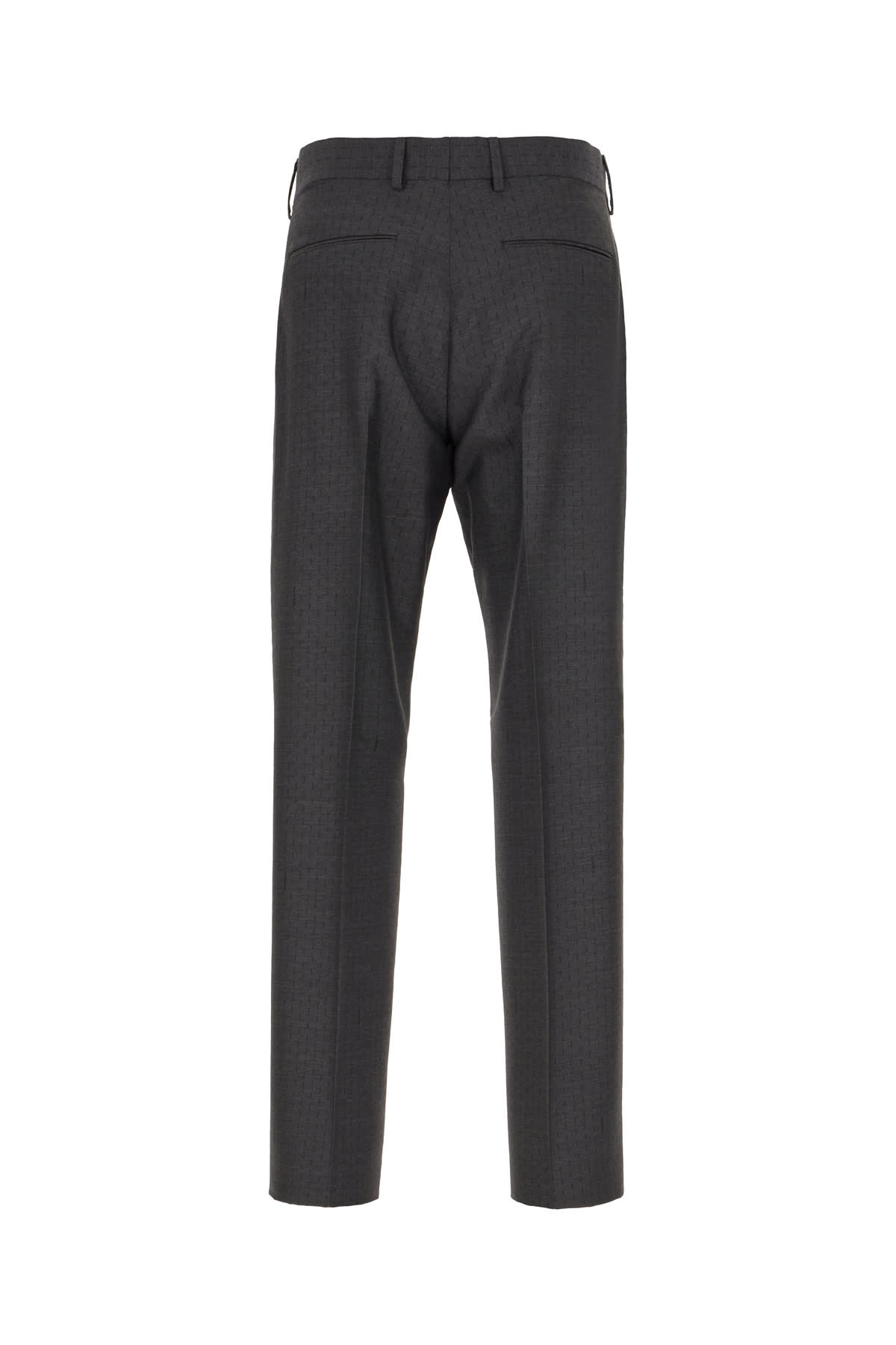 Shop Fendi Dark Grey Wool Pants In Grigio