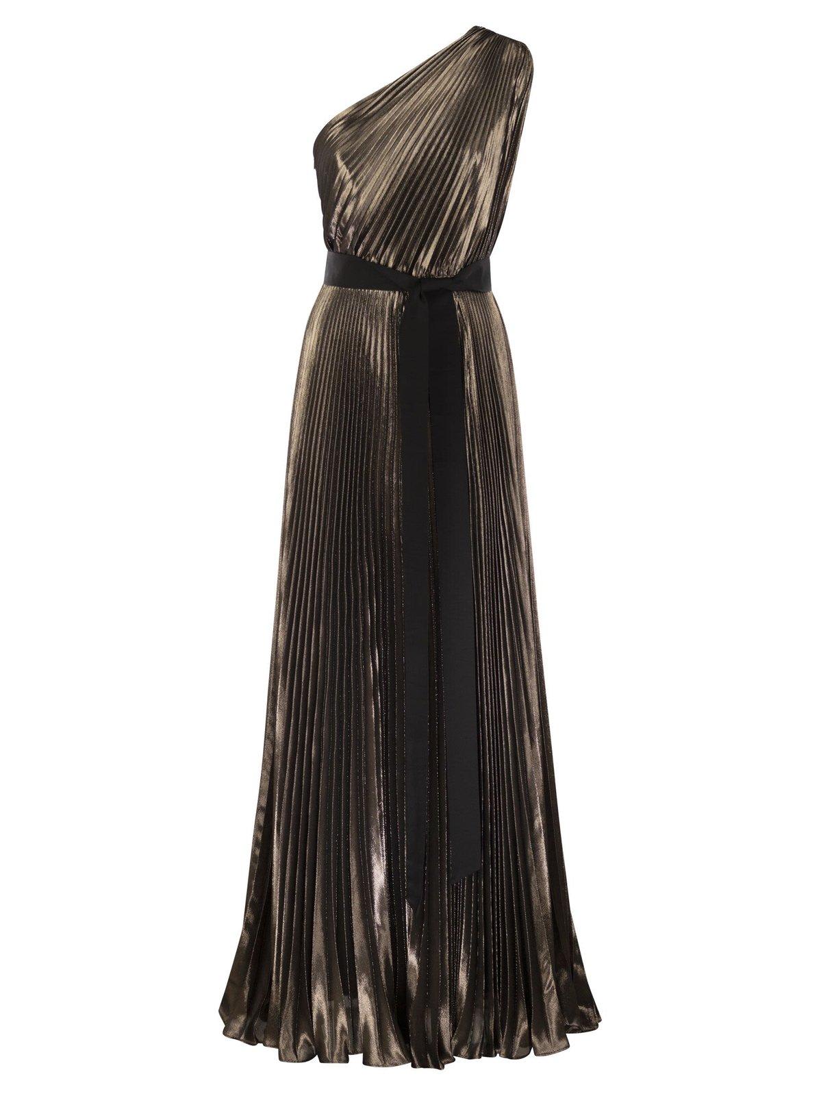 One-shoulder Pleated Dress