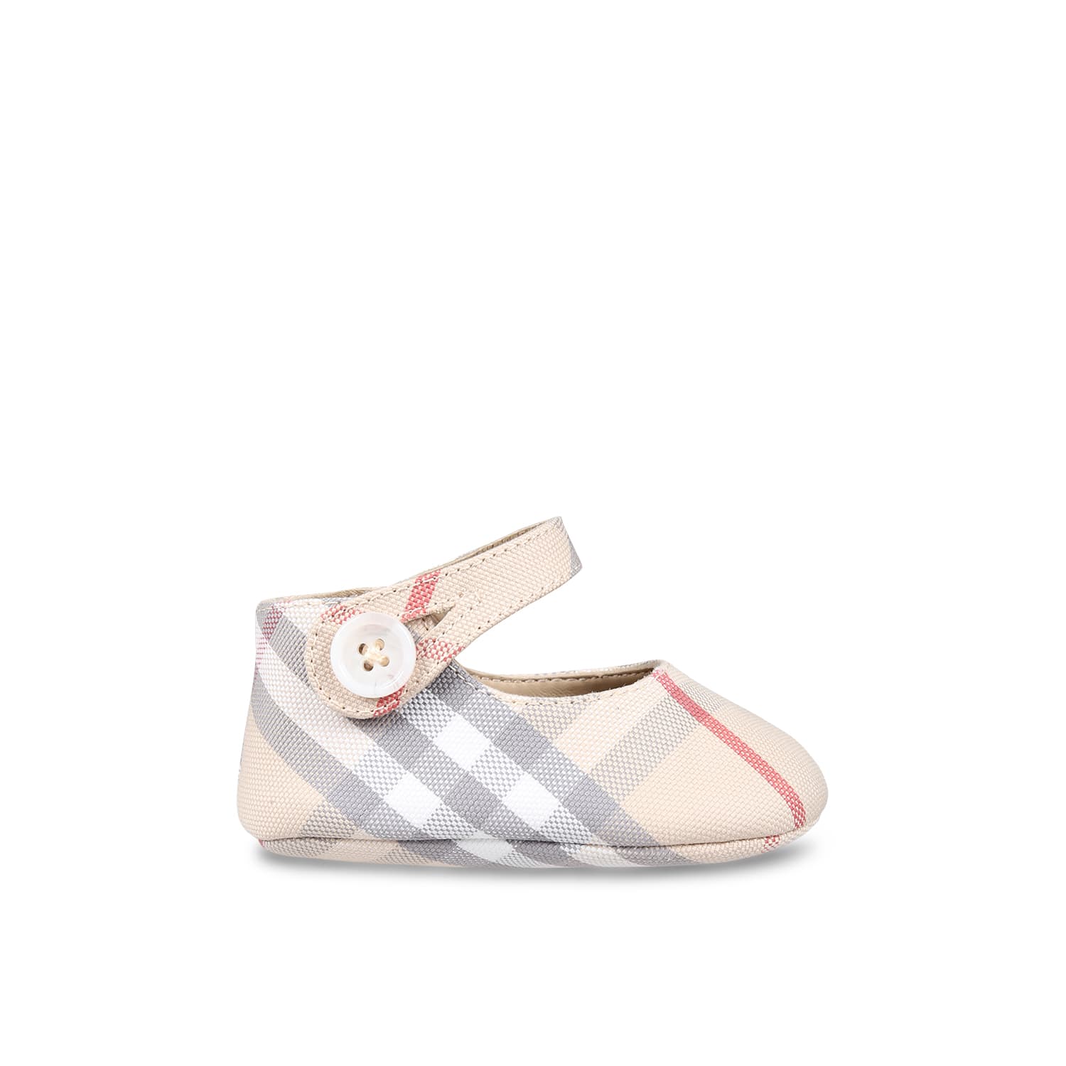 BURBERRY BEIGE MARY JANE BALLET FLATS FOR BABY GIRL VINTAGE CHECK 