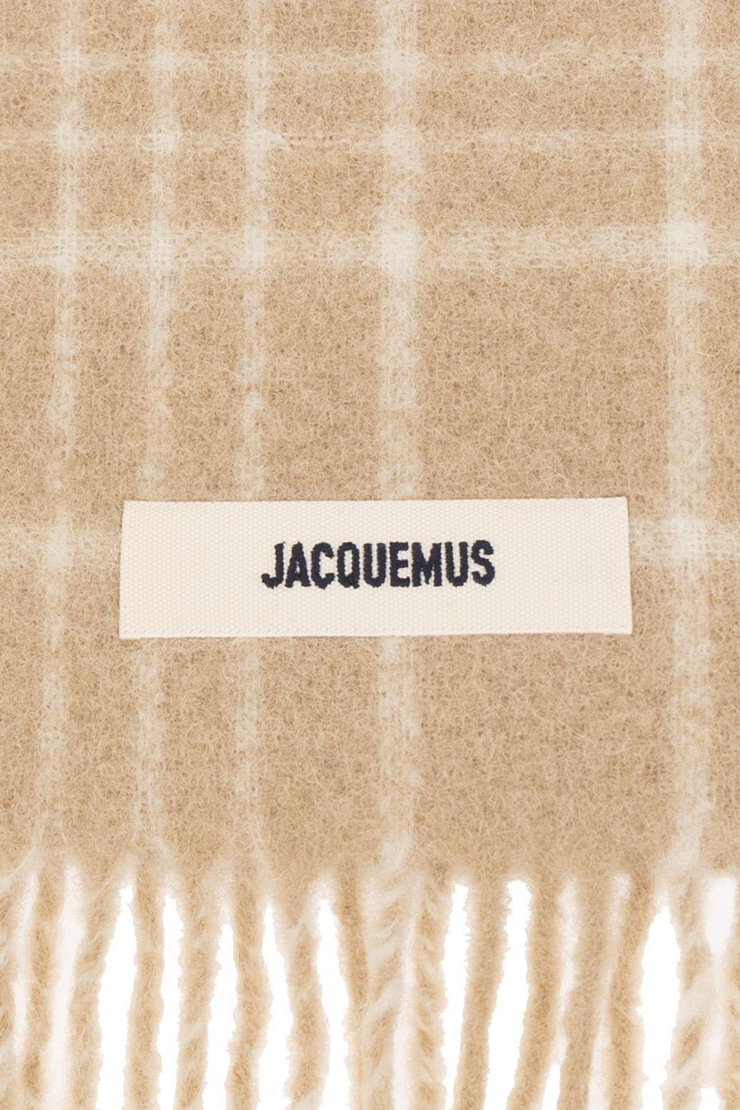 Shop Jacquemus L Harpe Carro Checkered Scarf In Beige