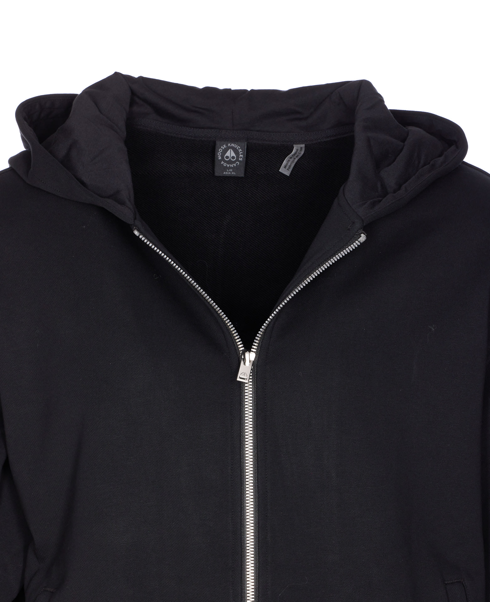 Moose Knuckles Black Cotton Blend Padded Classic Bunny Sweatshirt In Black