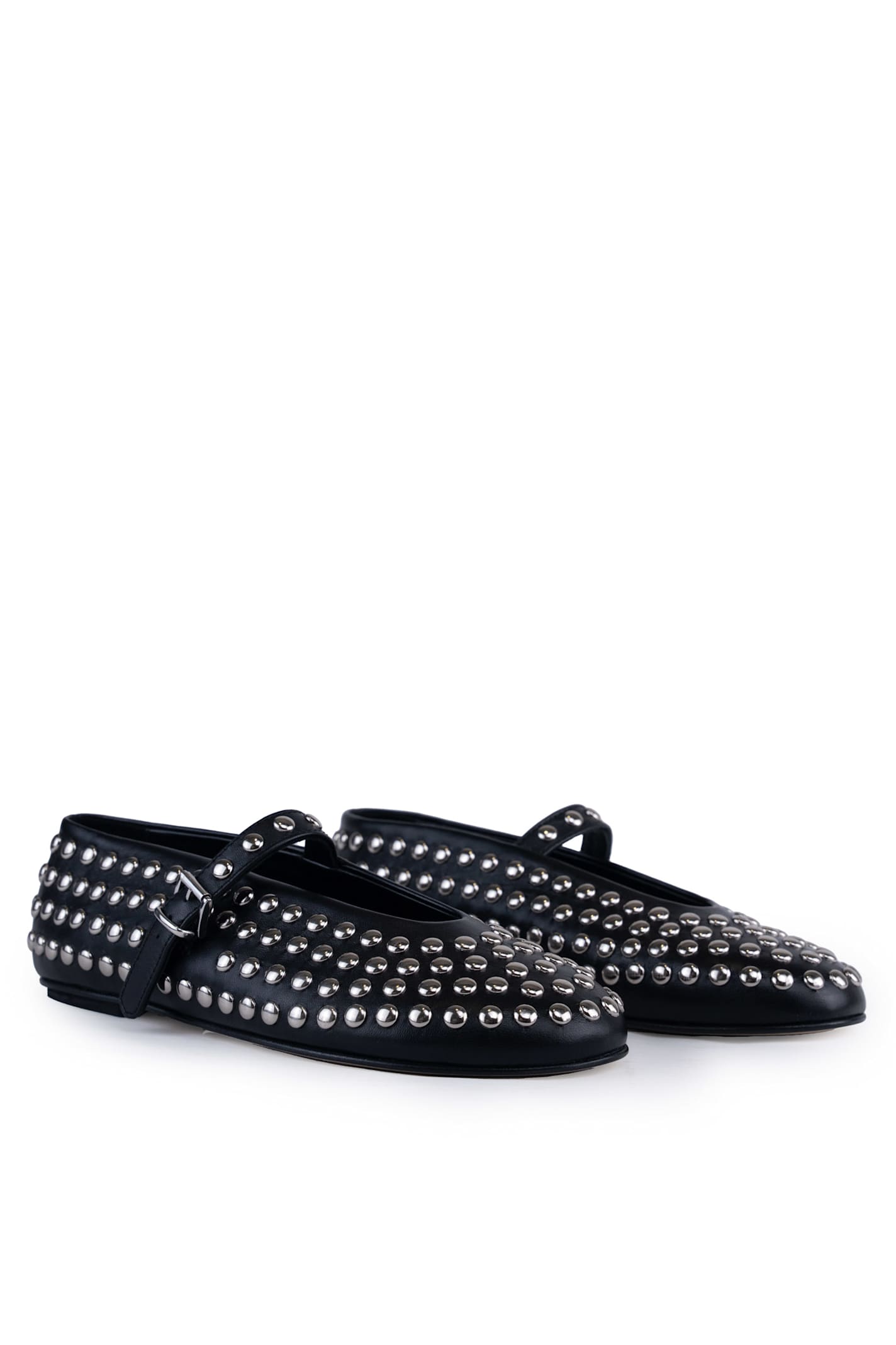 Liviana Conti Leather Ballet Flats With Studs In Nero