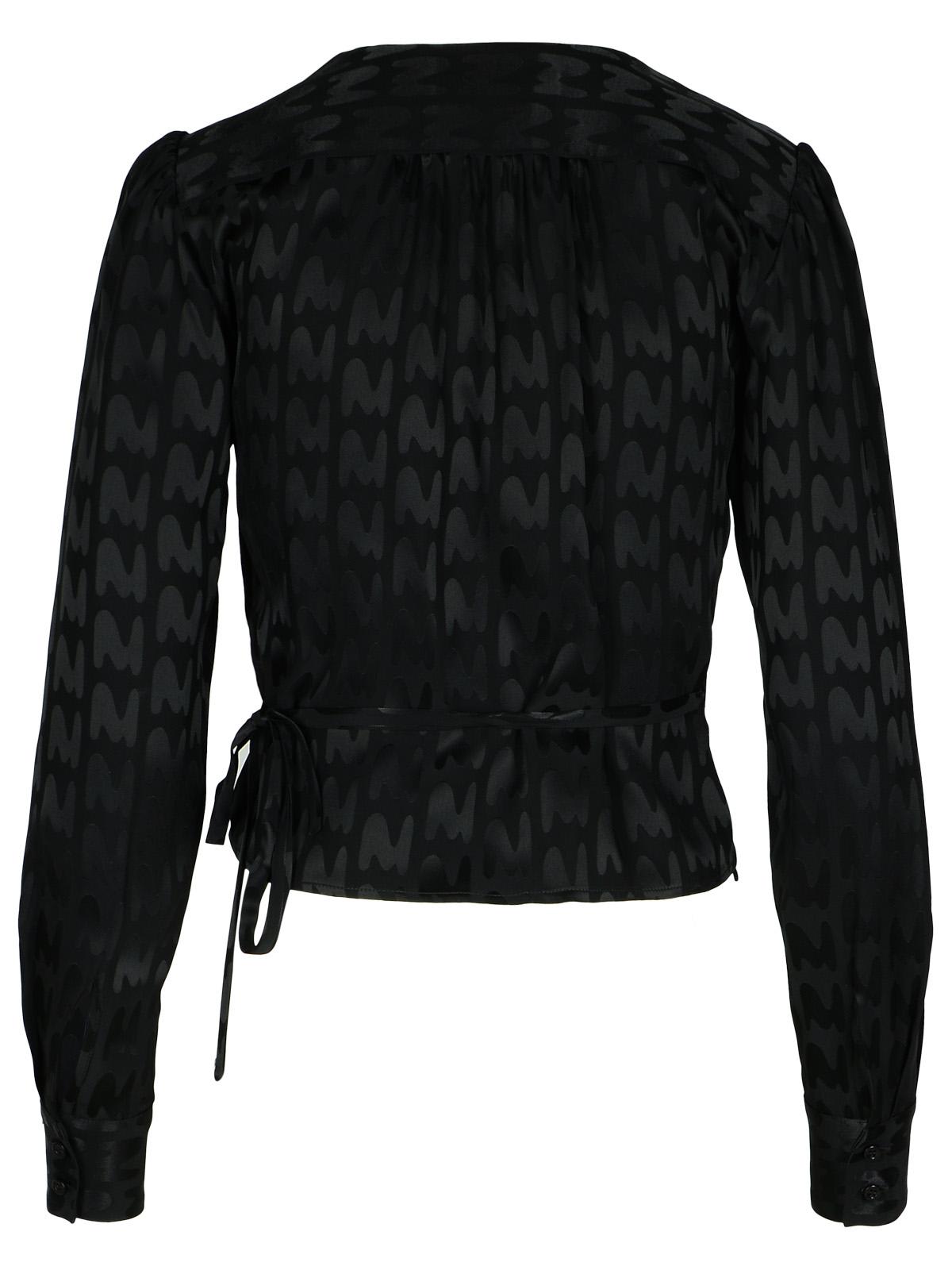 Shop Msgm Black Viscose Blend Blouse